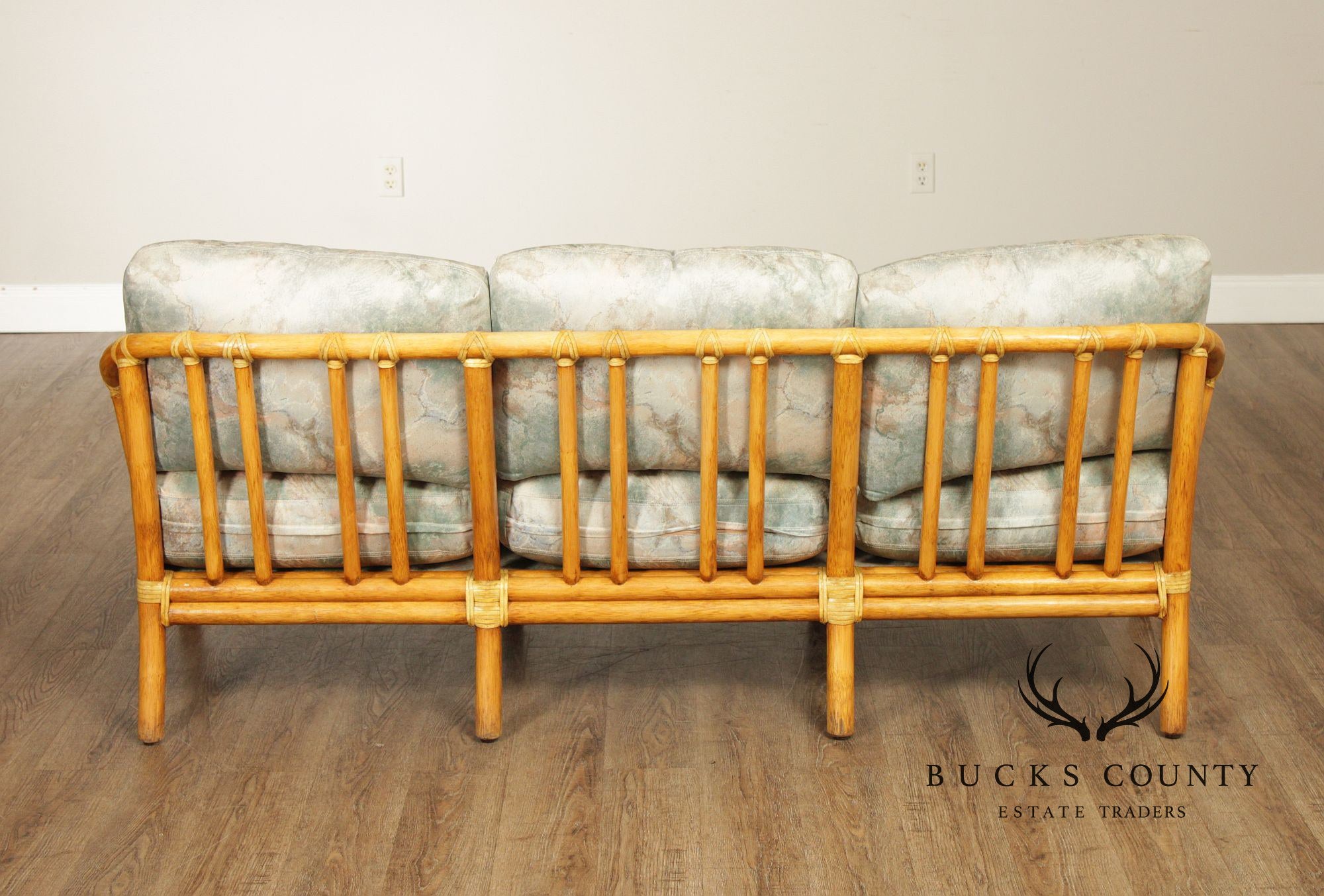 McGuire Organic Modern Rattan Three Cushion Sofa