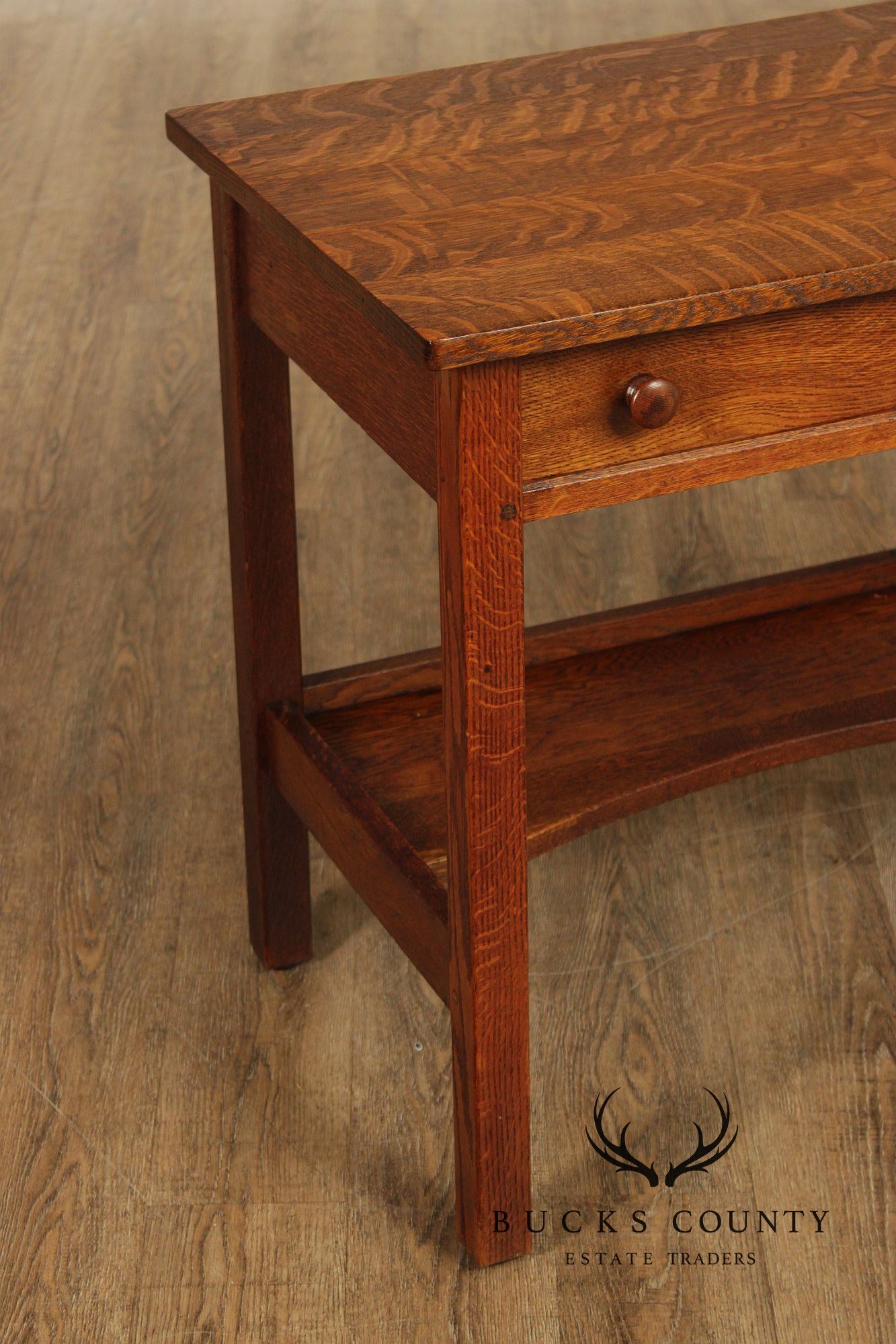 Antique L. & J.G. Stickley Mission Oak One Drawer Writing Table