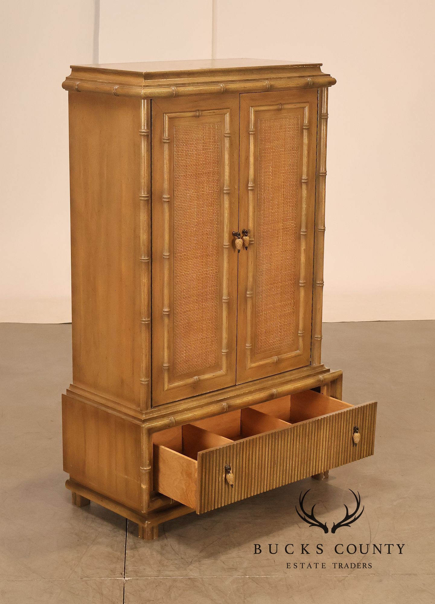 American Of Martinsville Faux Bamboo Tall Gentleman's Chest Armoire