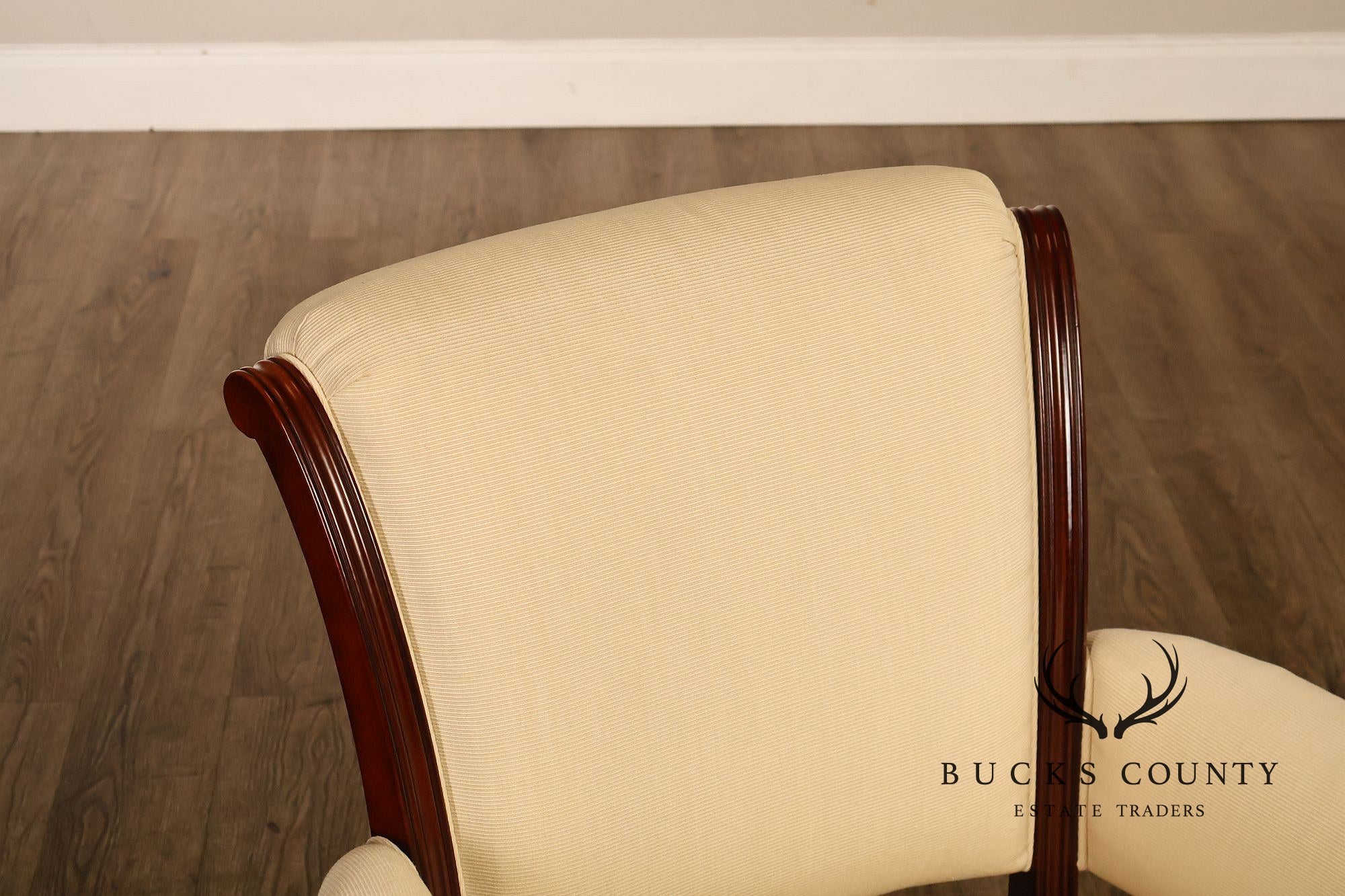 Baker French Art Deco Style Pair of Mahogany Armchairs