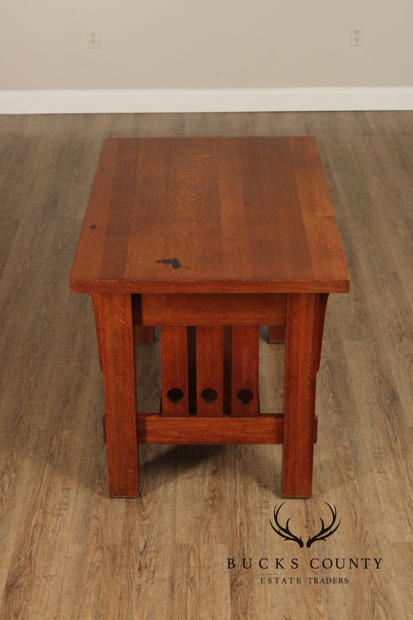 Antique Arts and Crafts Oak Library Table Writing Desk