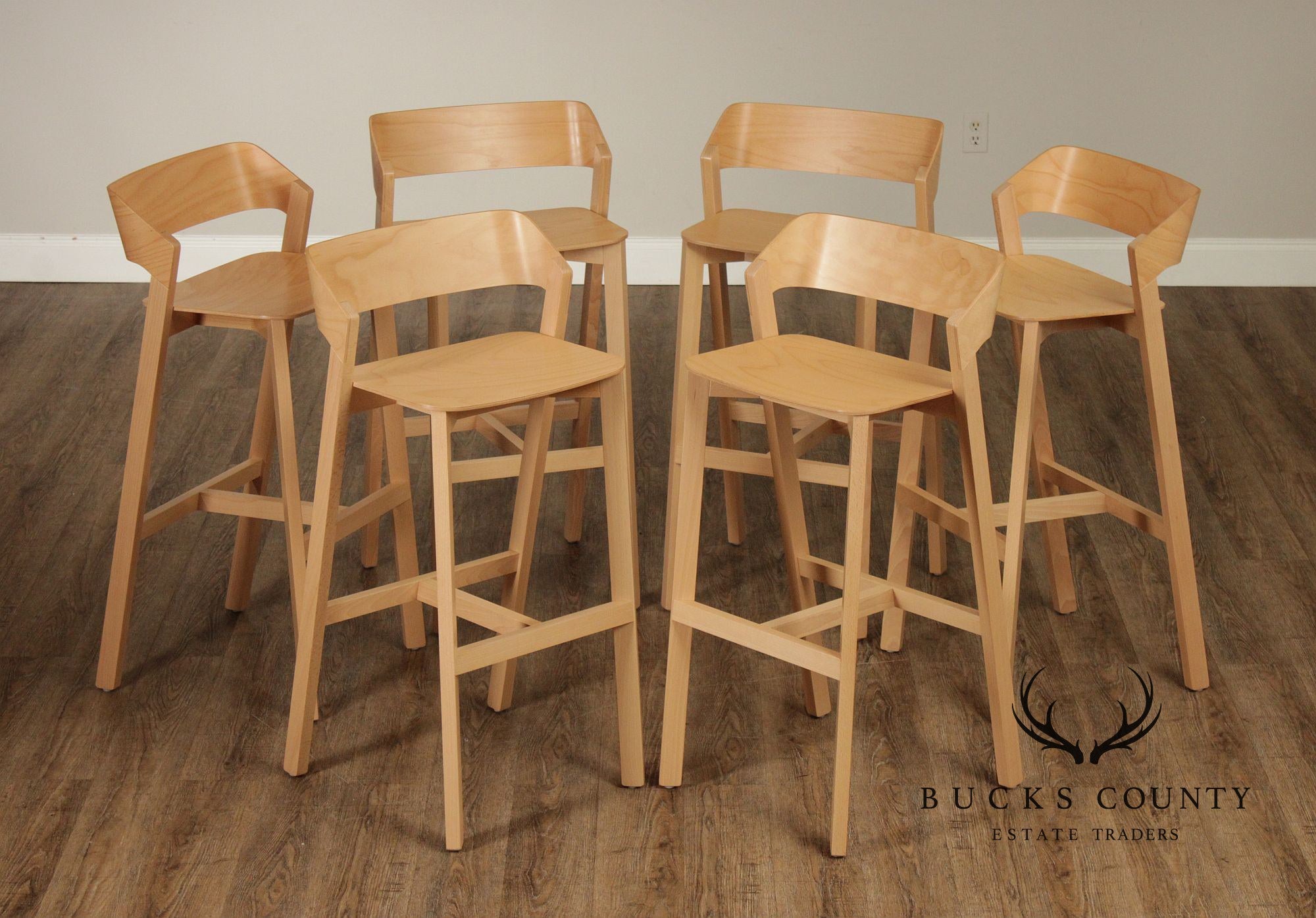 QUALITY BENTWOOD SET OF SIX MERANO BARSTOOLS BY TON