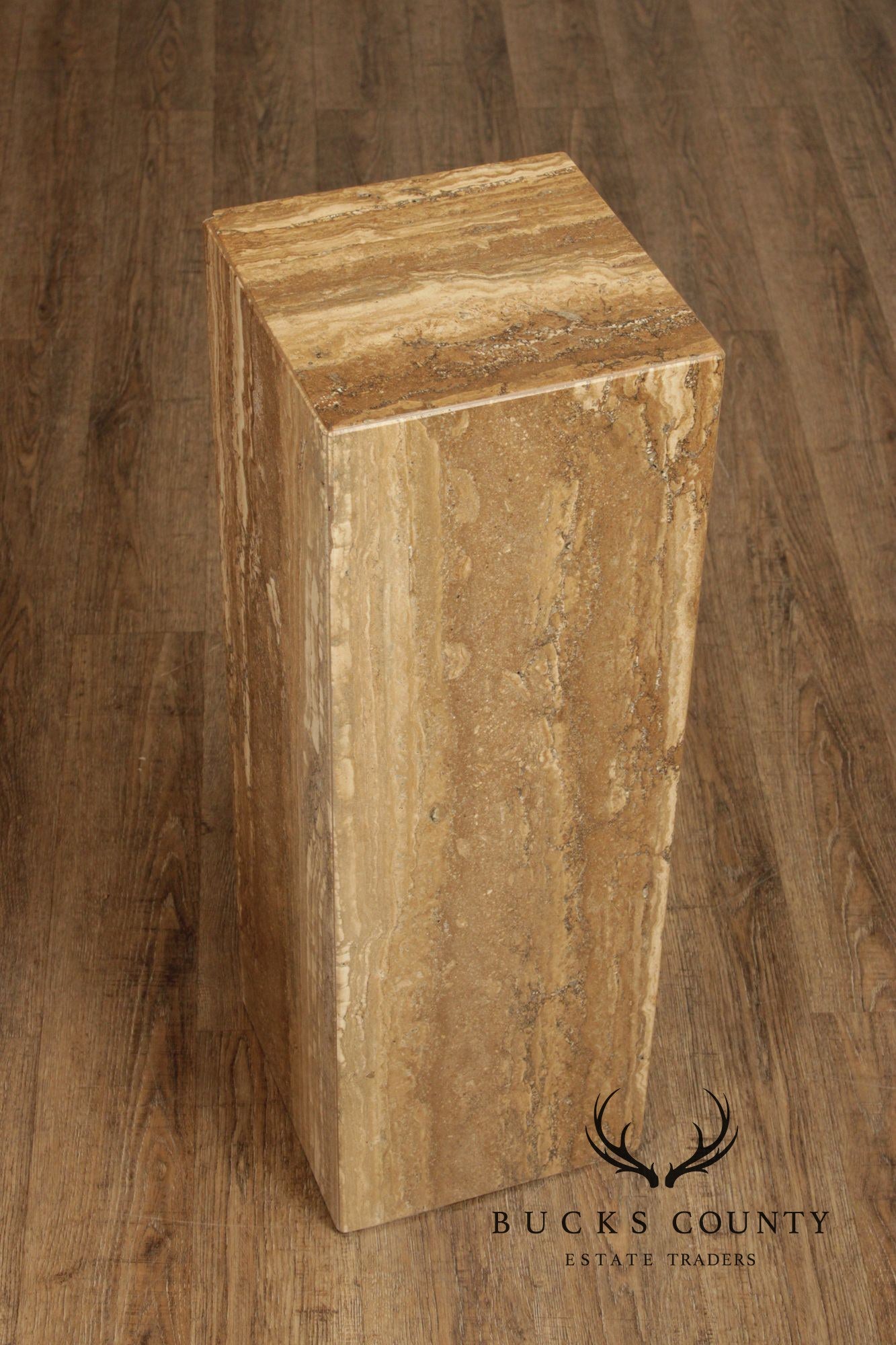 Postmodern Vintage Italian Travertine Pedestal