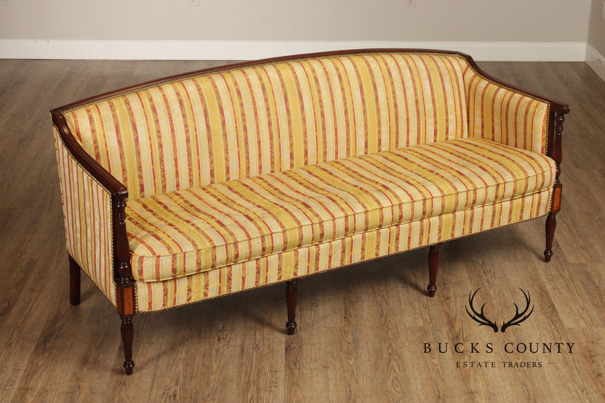 Sheraton Style Upholstered Mahogany Sofa