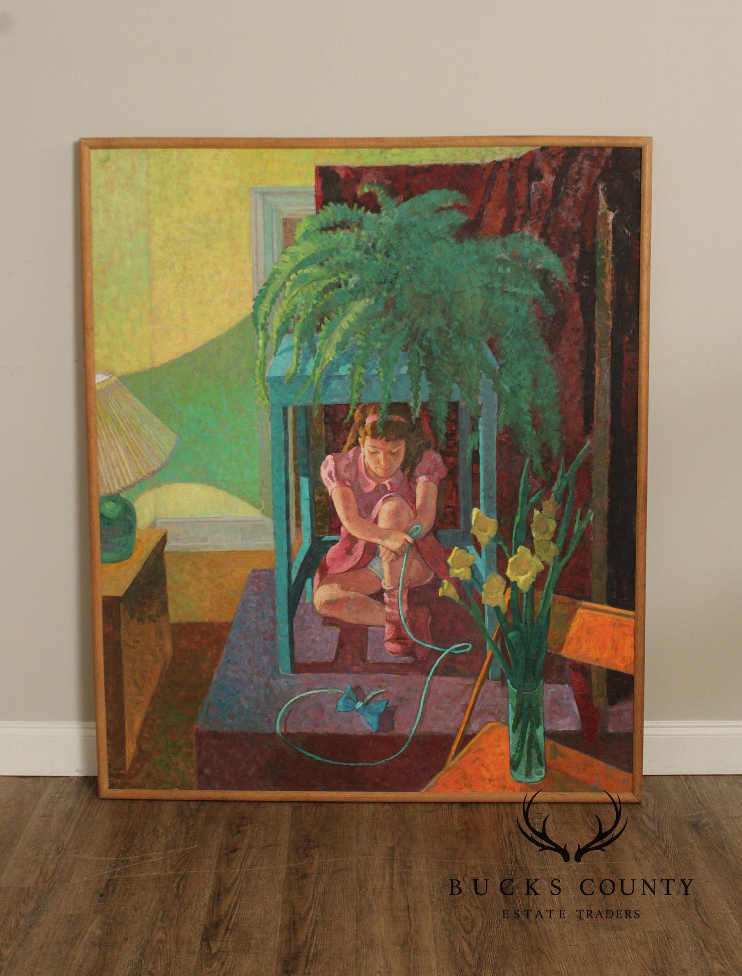 Robert Finch Oil Painting, Girl Under Fern