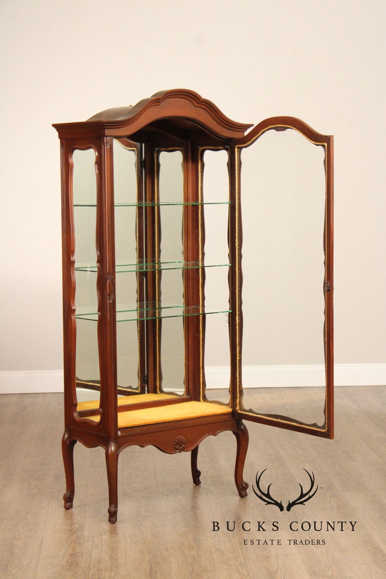 French Style Vintage Glass Curio Vitrine Cabinet