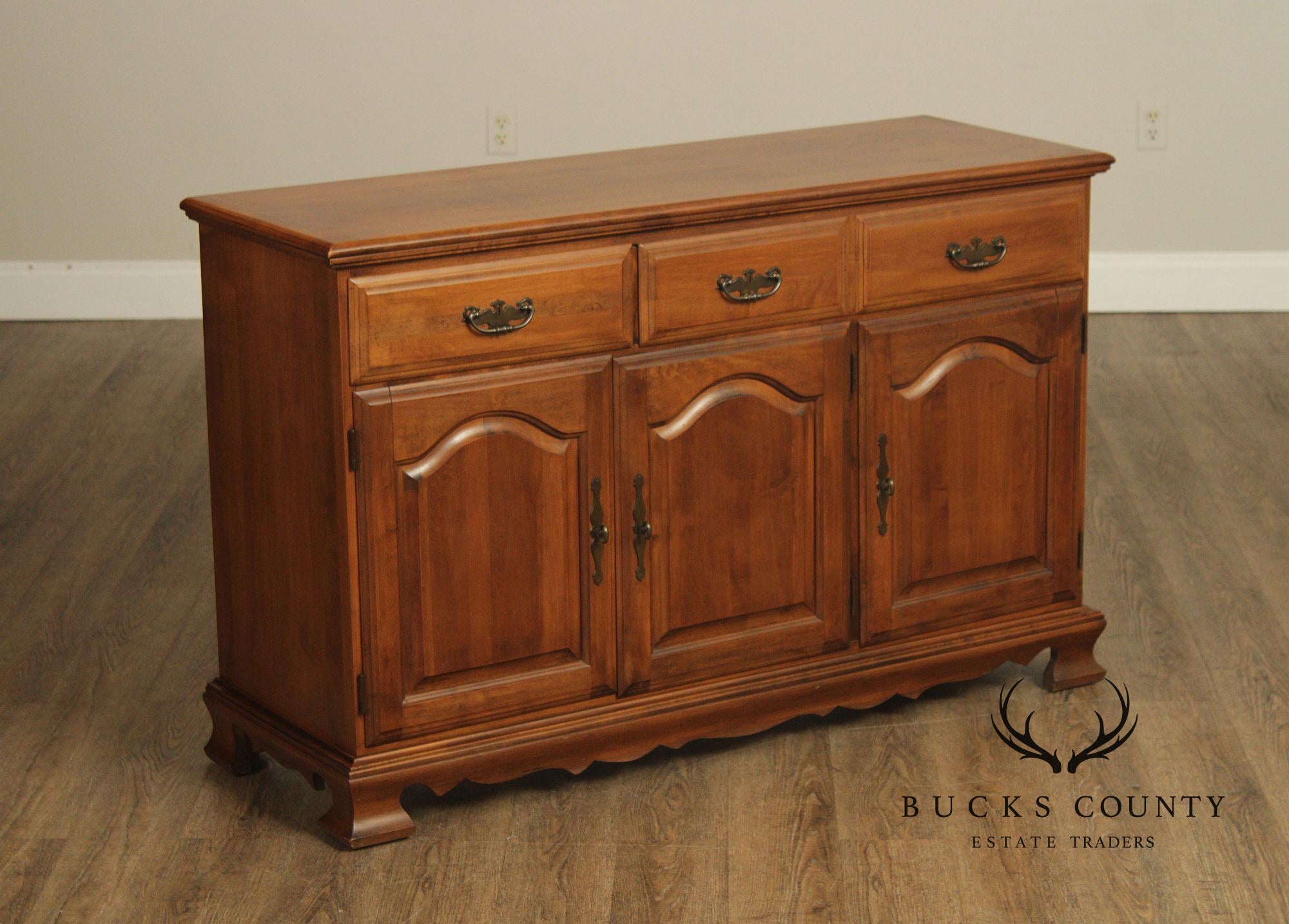 Solid Maple Colonial Revival Style Vintage Sideboard Buffet