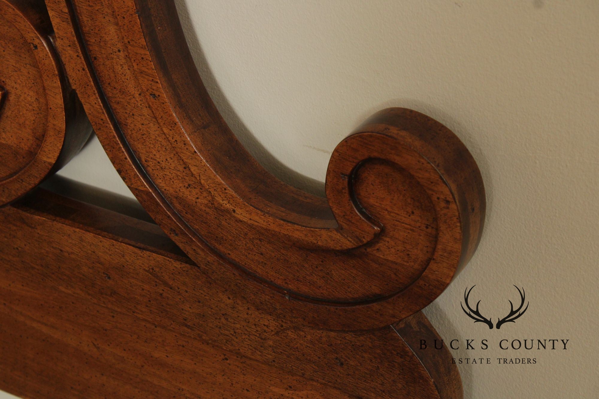 French Provincial Style Vintage Carved Walnut King Headboard