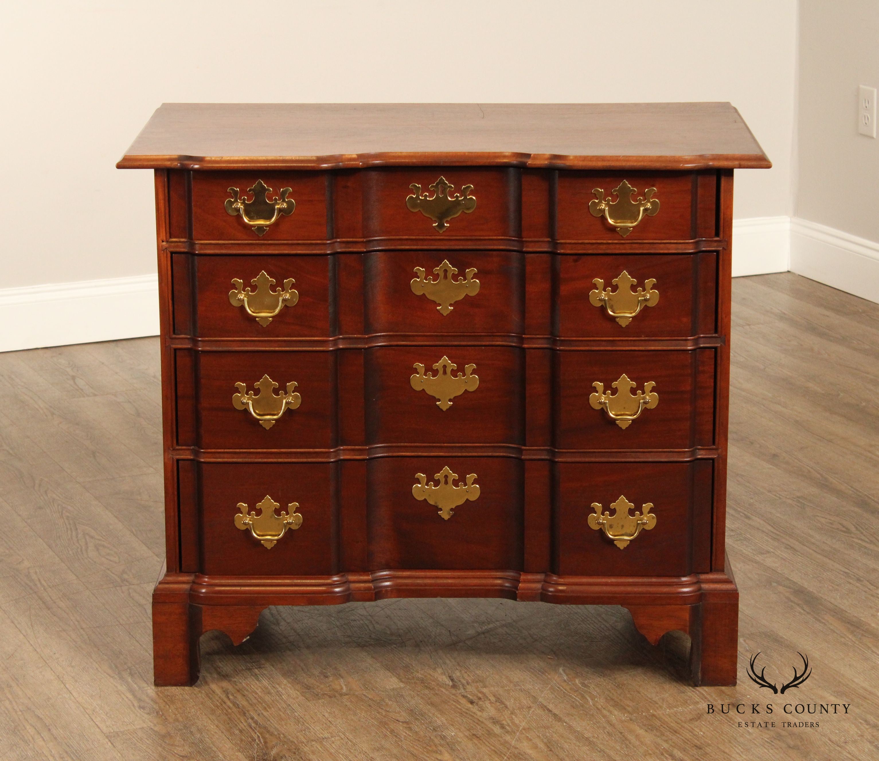 Chippendale Style Custom Crafted Mahogany Blockfront Chest