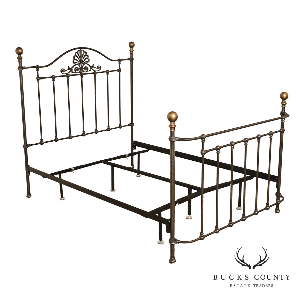 Victorian Style Traditional Wrought Iron And Brass Queen Size Bed Frame