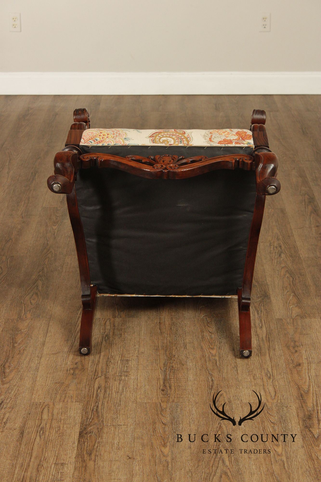 French Louis XIII Style Walnut Carved Armchair