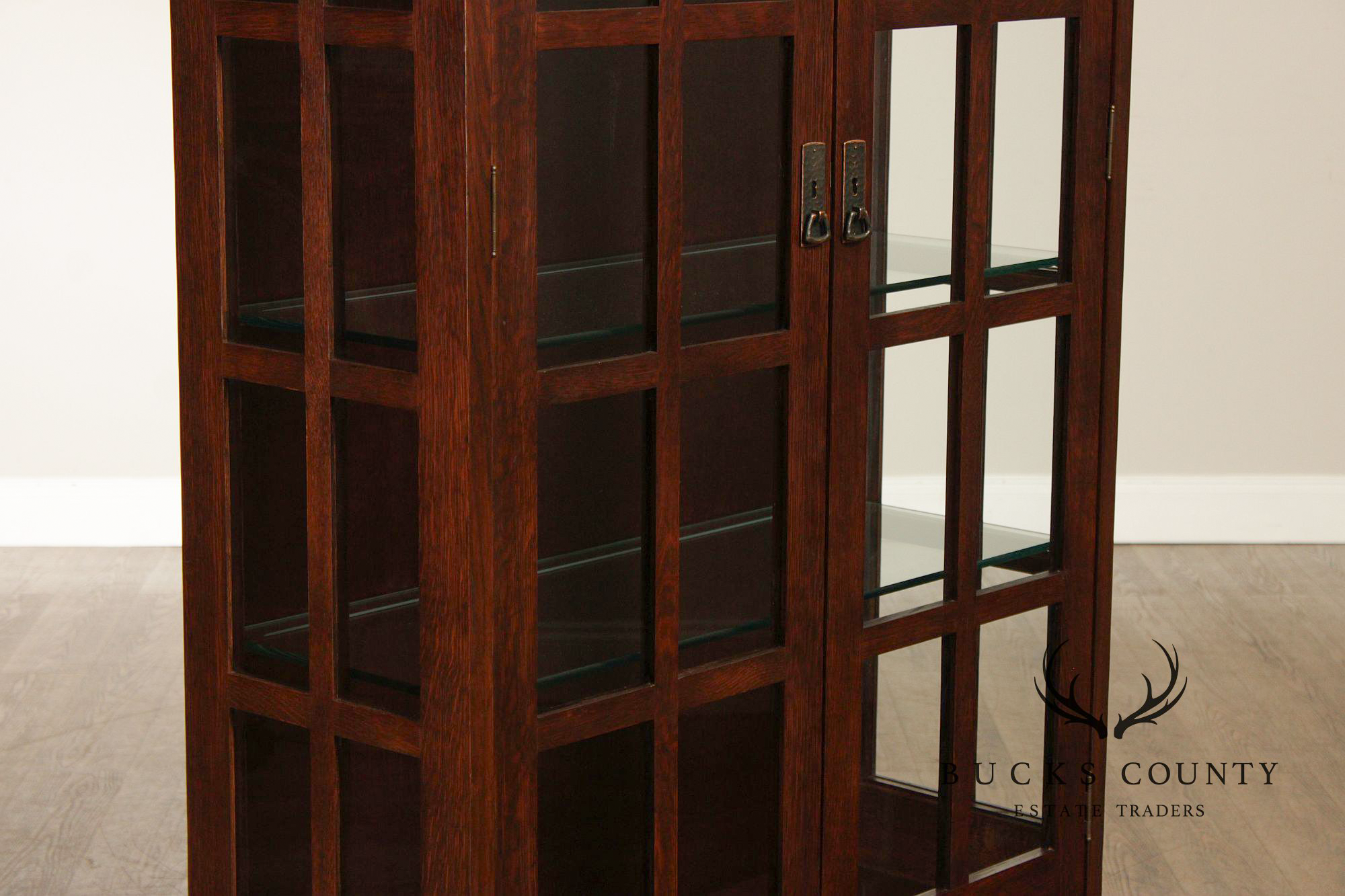 Stickley Mission Collection Oak Lighted Display Cabinet