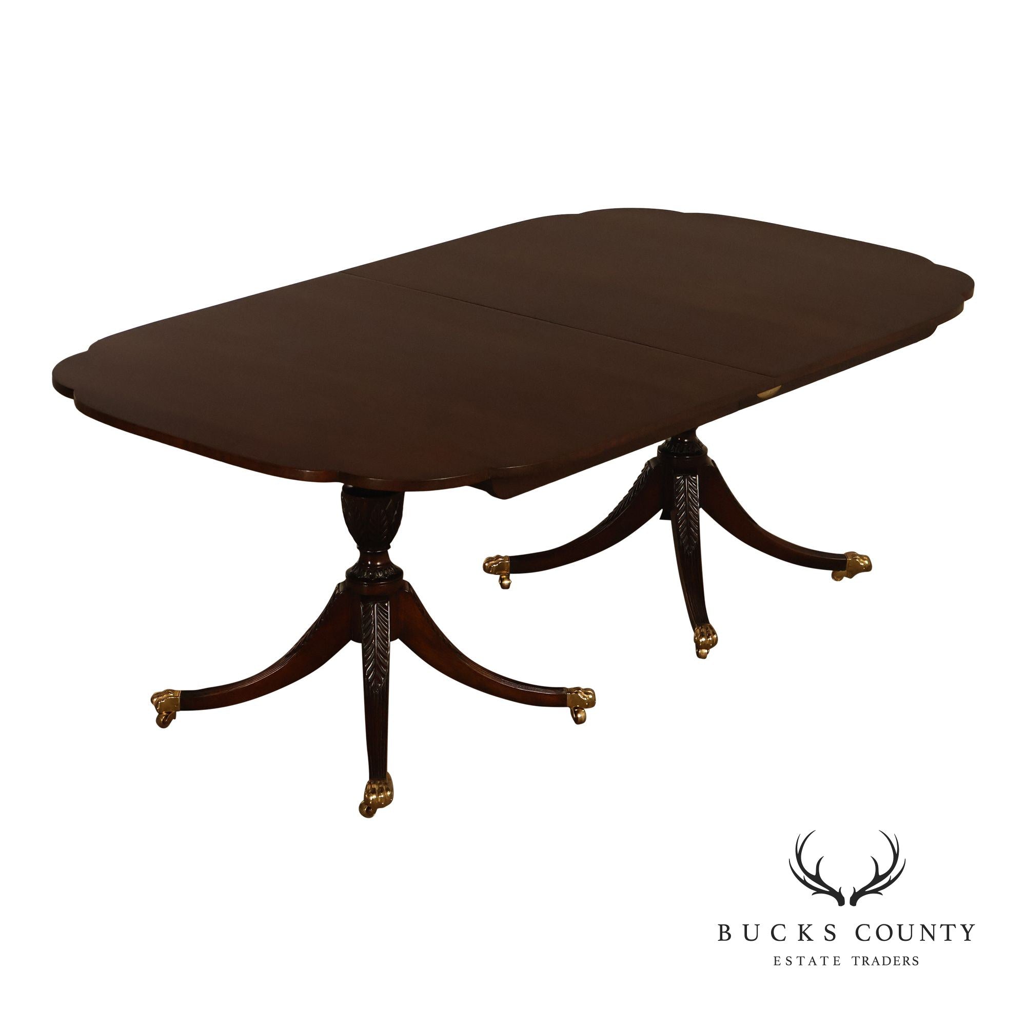 Kindel Georgian Style Double Pedestal Mahogany Dining Table