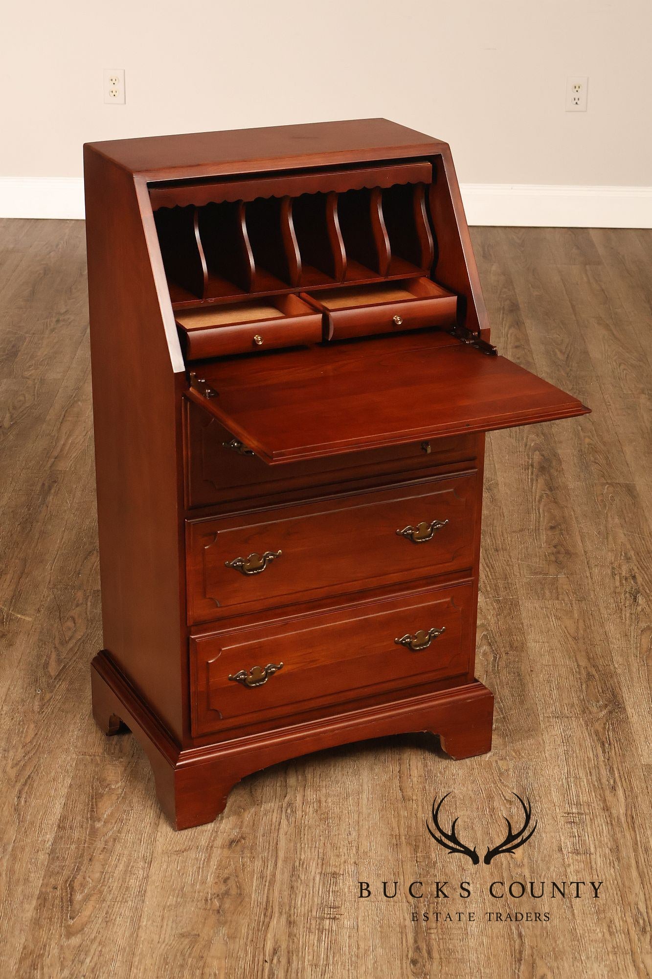 J.B. Van Sciver Co. Colonial Style Cherry Narrow Slant Front Desk