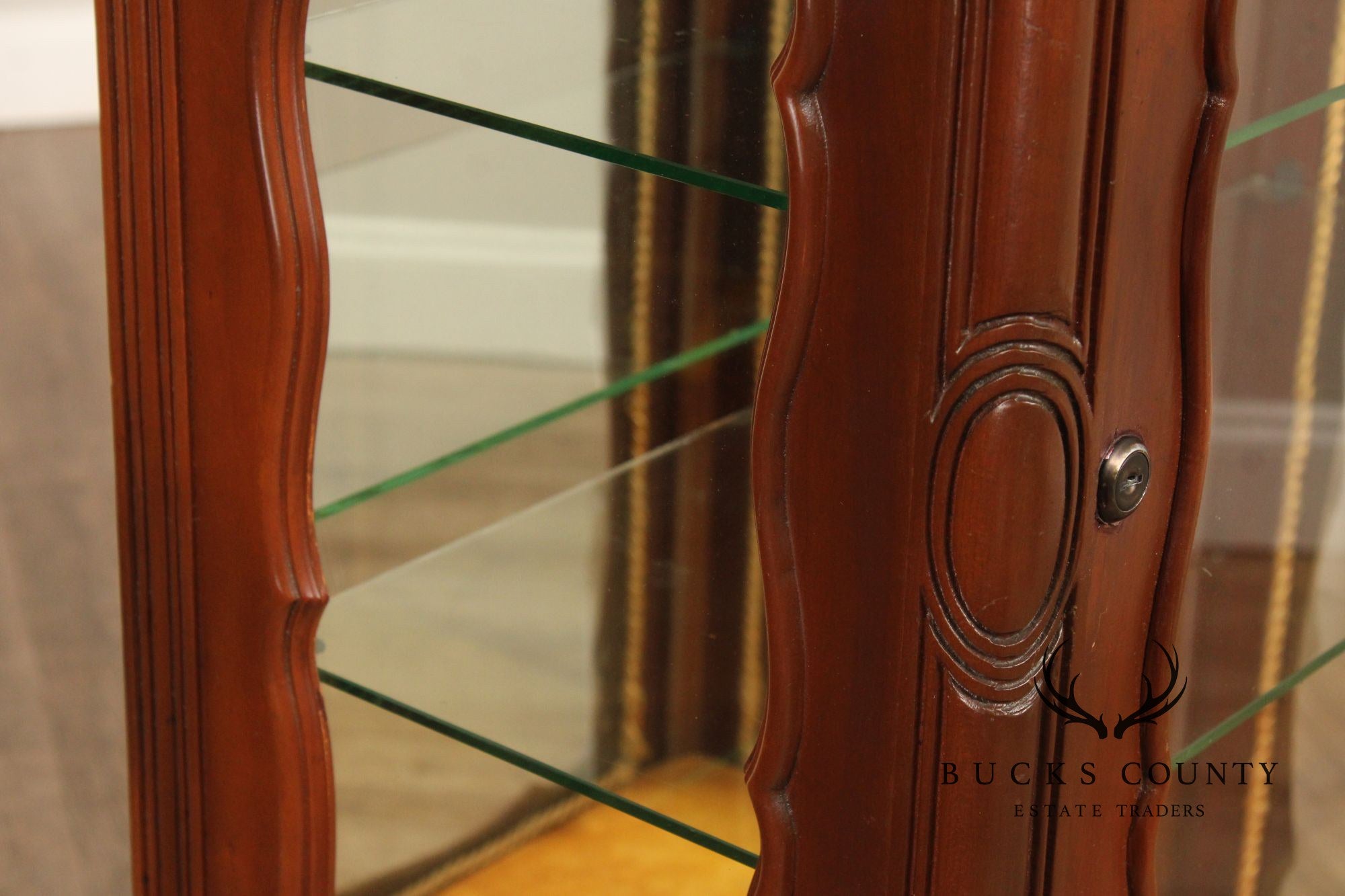 French Style Vintage Glass Curio Vitrine Cabinet