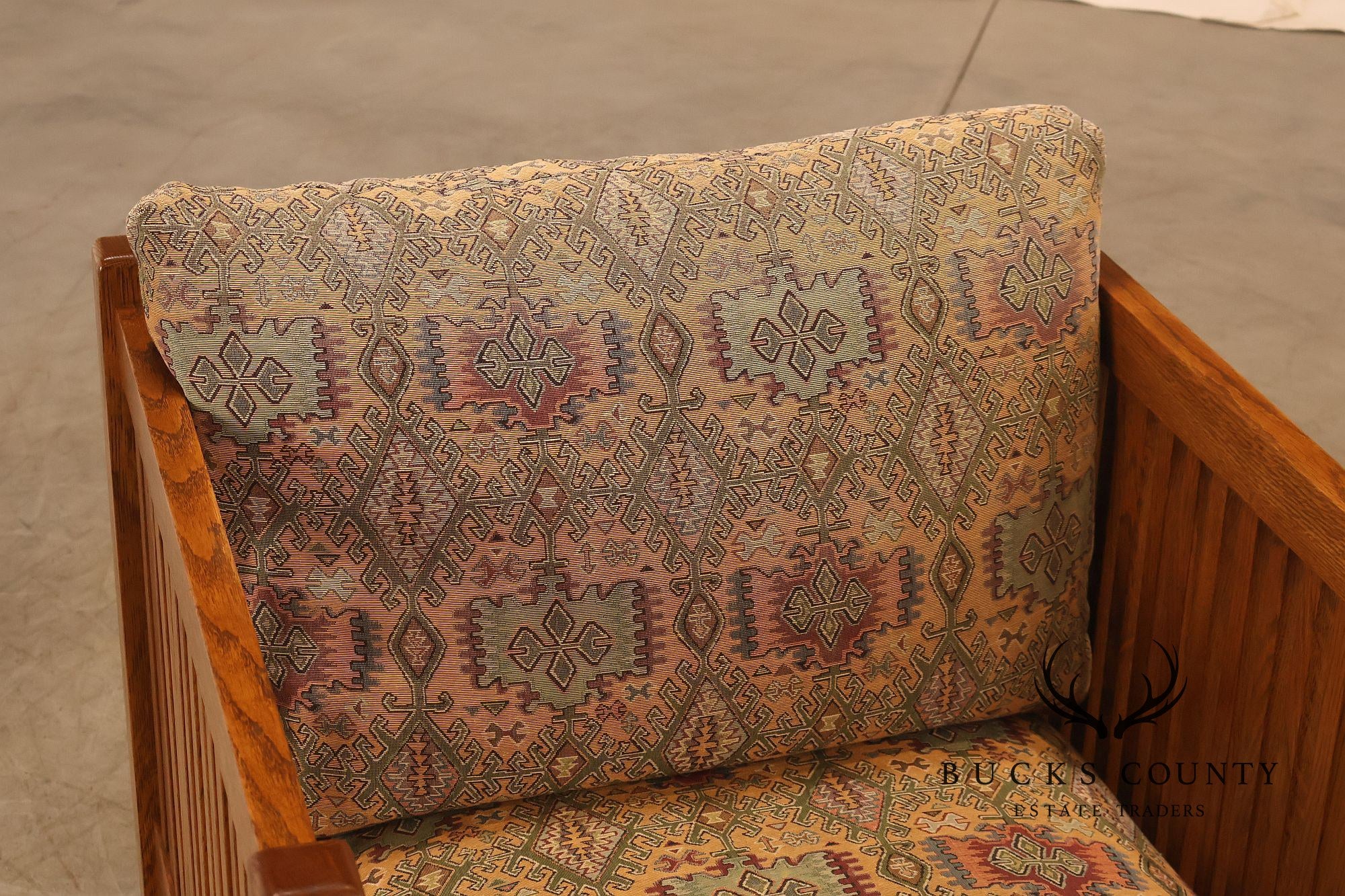 Stickley Mission Collection Oak Spindle Cube Lounge Chair