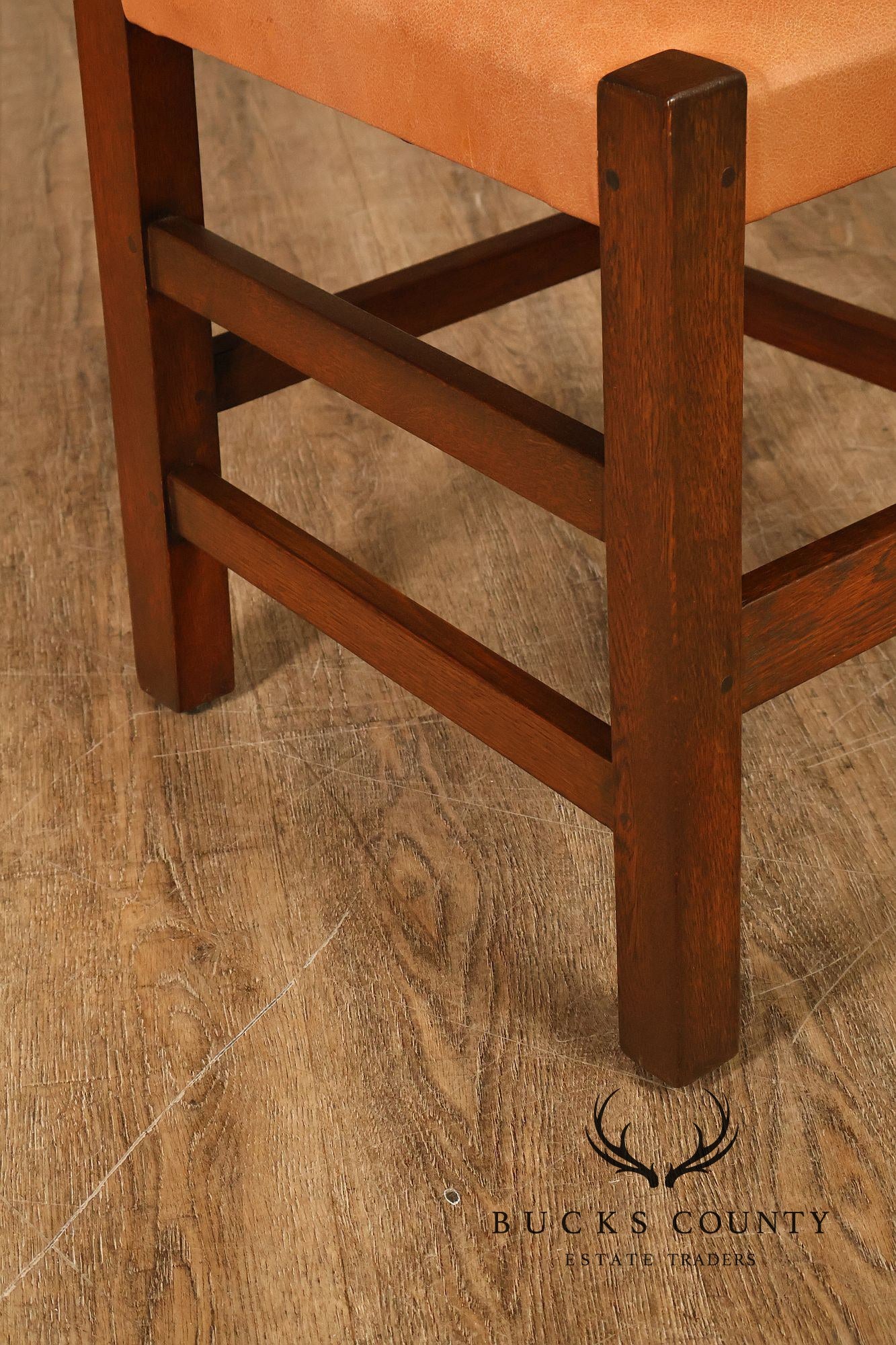 Mission Style Pair of Oak Side Dining Chairs