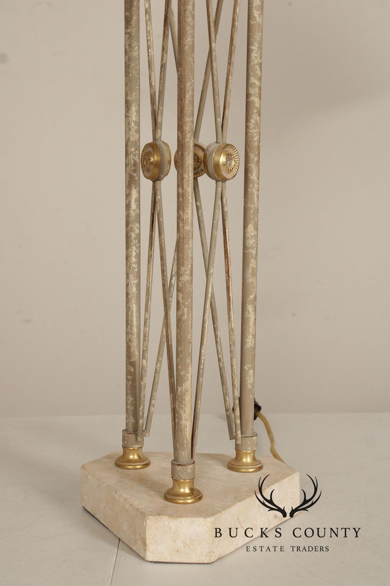 Neoclassical Style Pair of Travertine Table Lamps