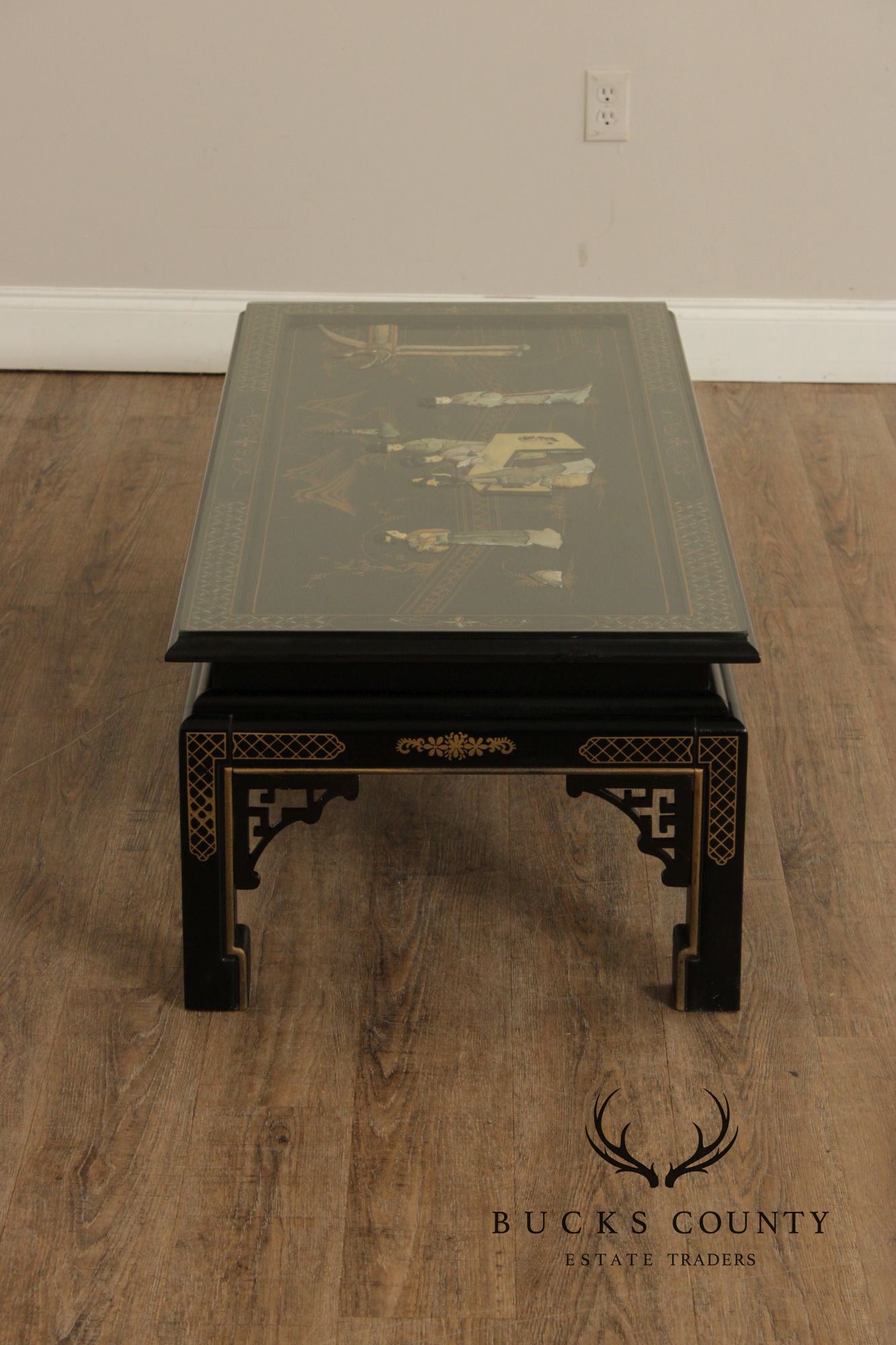 Chinoiserie Glass Top Coffee Table