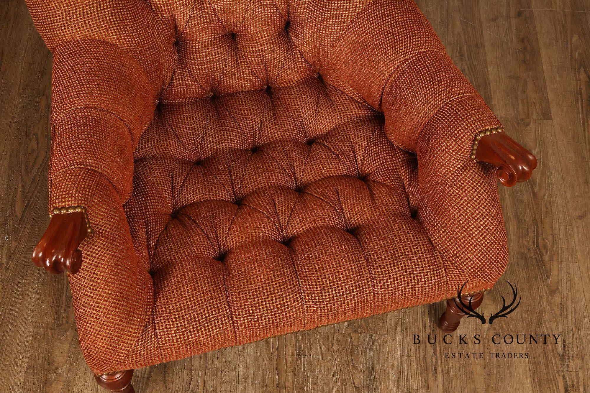 Stickley Leopold Wingback Upholstered Tufted Chair And Ottoman