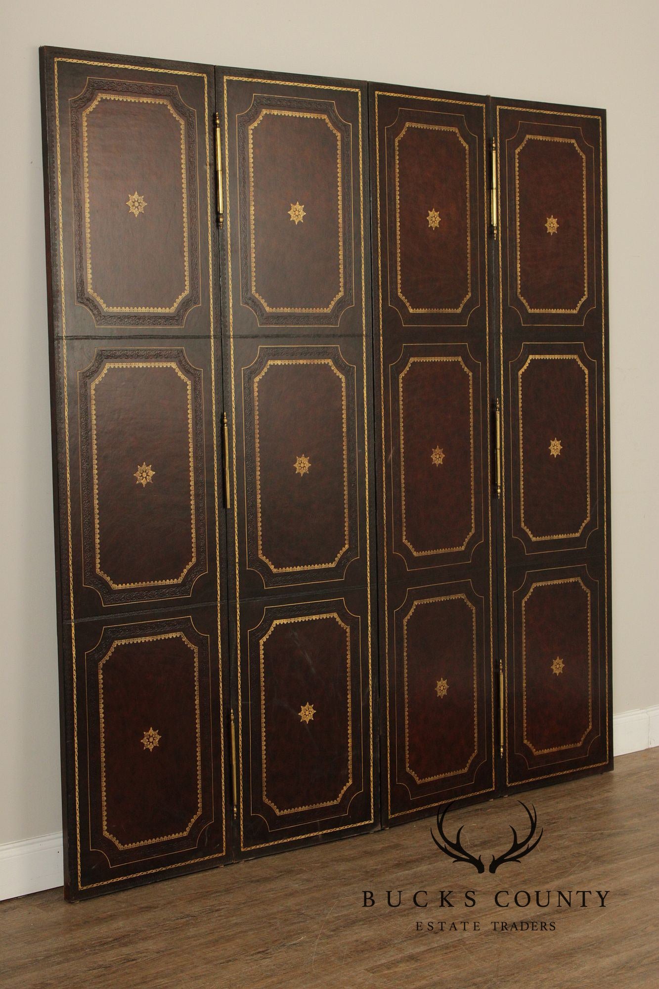 Maitland Smith Four-Panel Leather Folding Screen