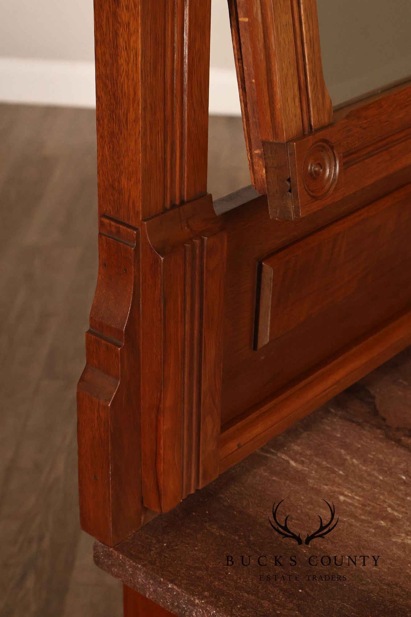 Antique Victorian Eastlake Walnut Marble Top Dresser With Mirror