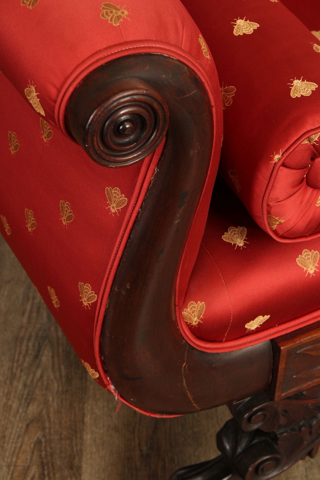 Antique American Classical Empire Carved Mahogany Sofa