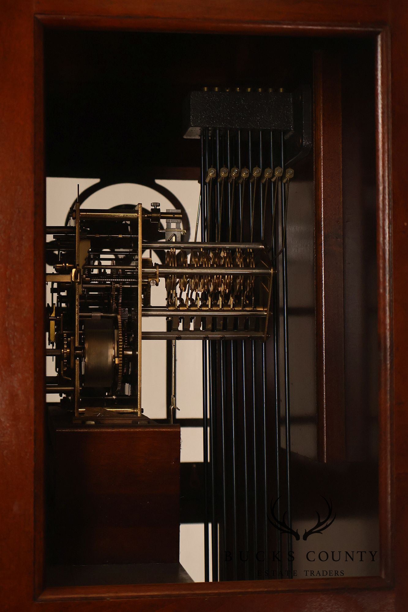 Sligh Mahogany Grandfather Clock With Moon Dial And Triple Chime Movement