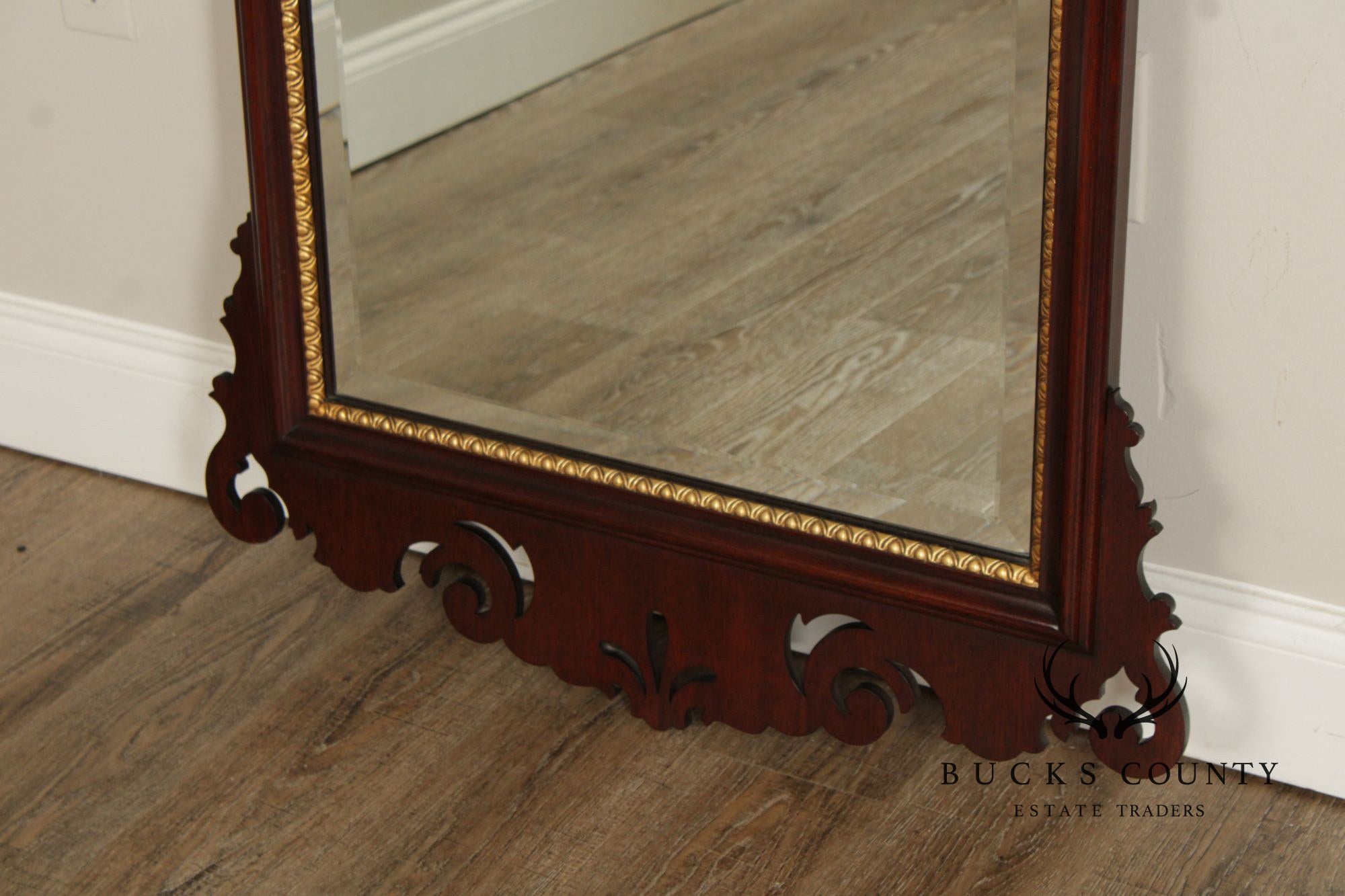 Henkel Harris Georgian Style Partial Gilt Mahogany Wall Mirror