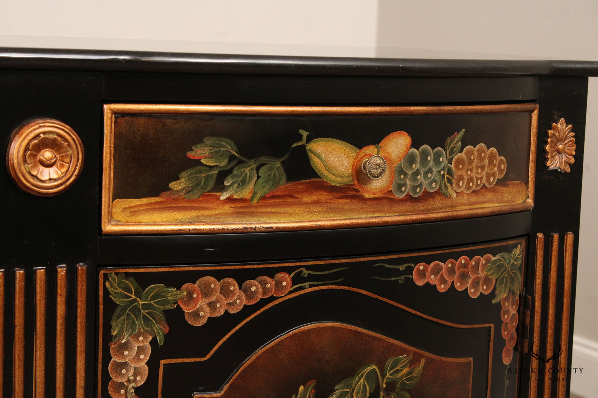 Rustic Italian Style Paint Decorated Marble Top Buffet
