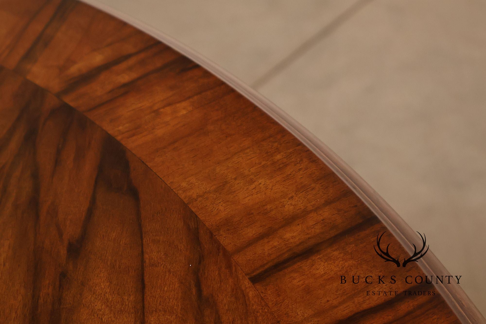 Karges Walnut Round Extendable Dining Table With Three Leaves