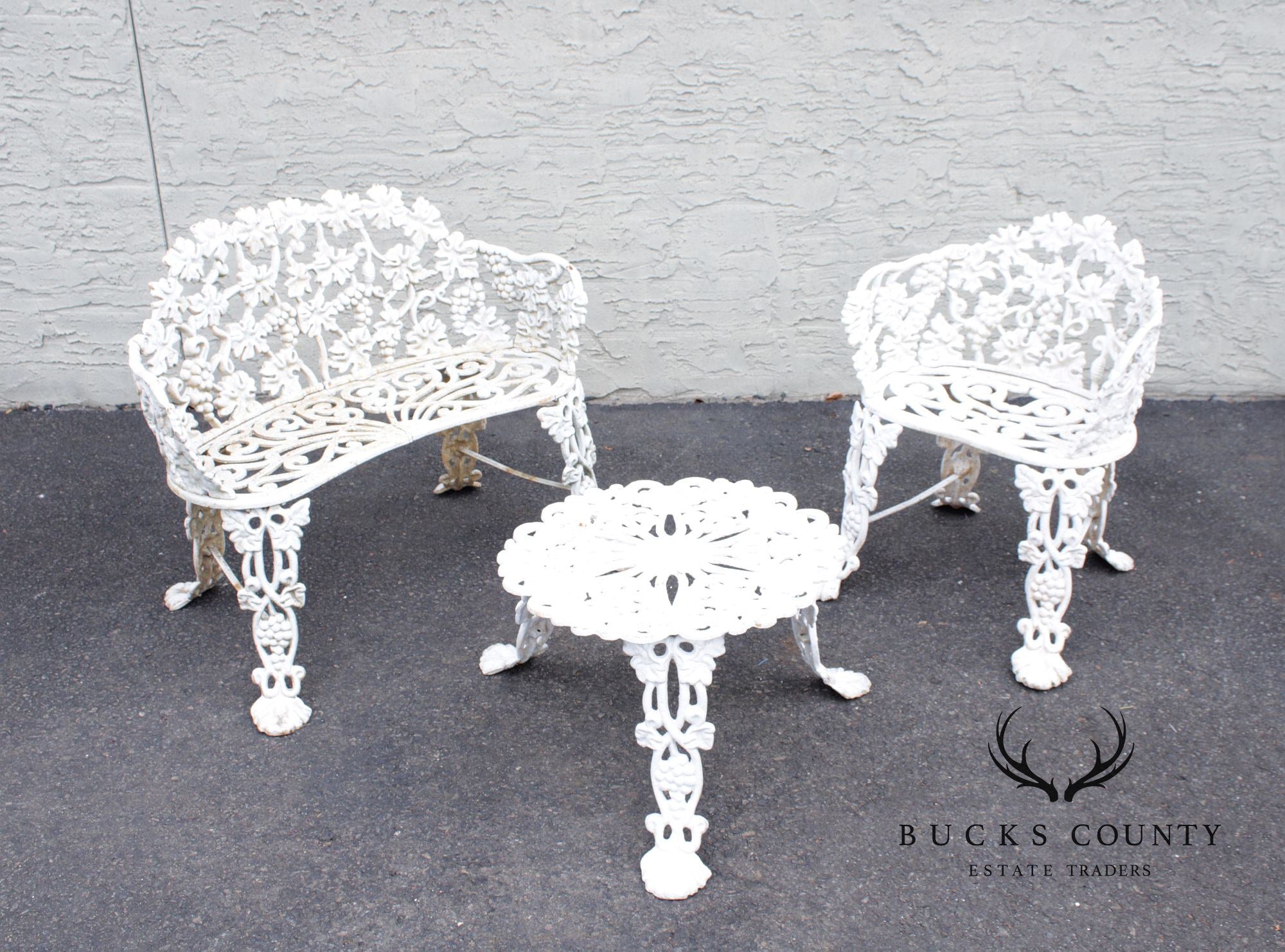 Victorian Style Three-Piece Cast Iron Garden Lounge Set
