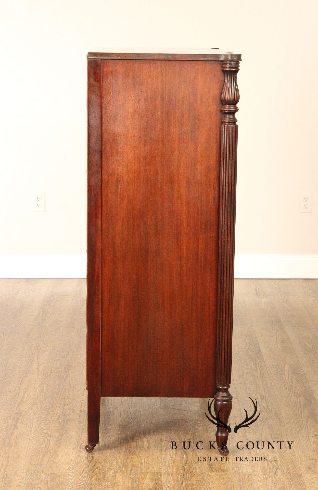 1940's Vintage Regency Style Mahogany Tall Chest