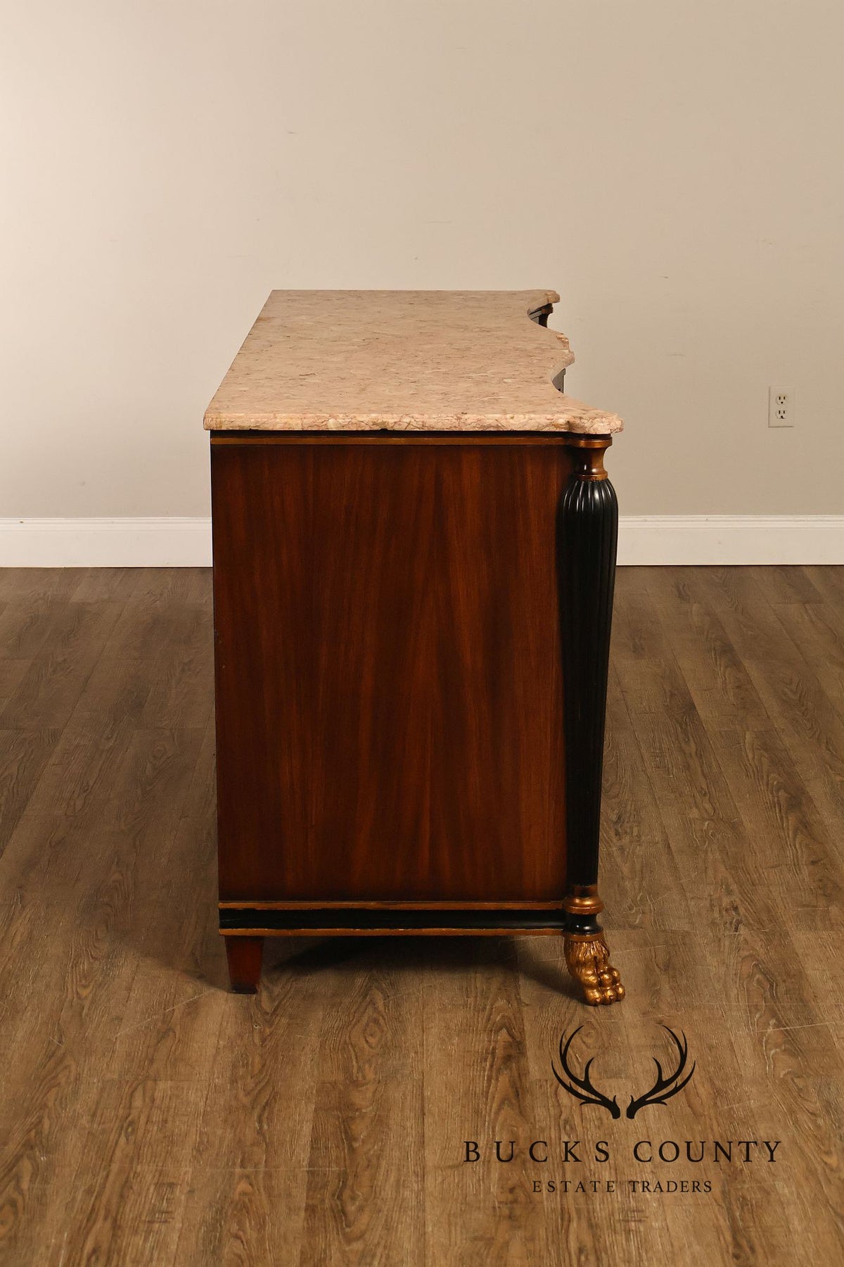 Marble Top Neoclassical Style Mahogany Dresser Buffet