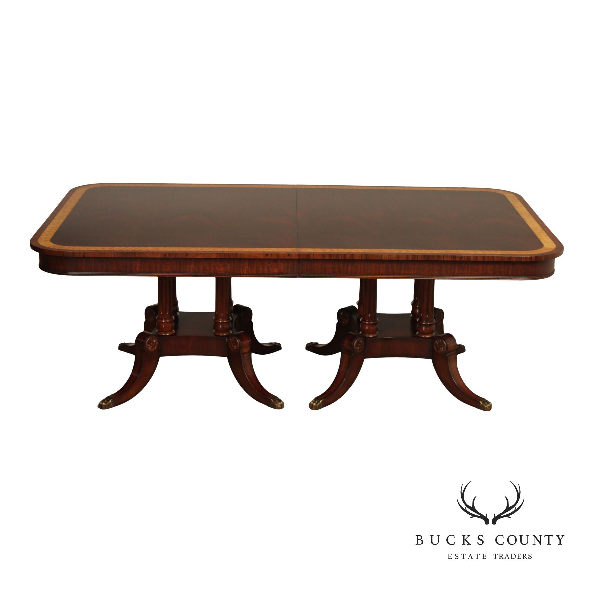 Henredon Natchez Mahogany Double Pedestal Dining Table With Three Leaves