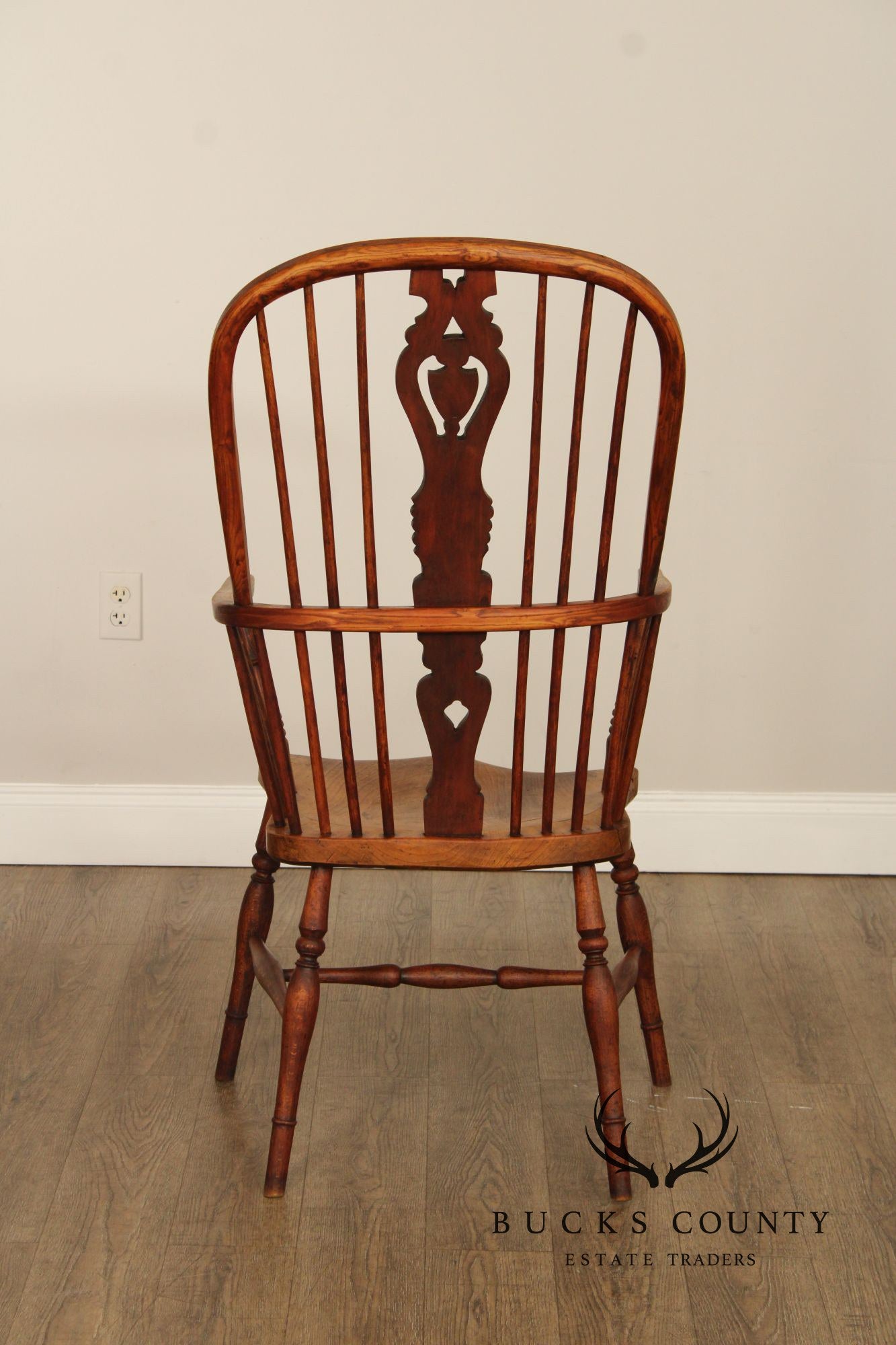 Antique Windsor Style High Back Armchair With Saddle Seat