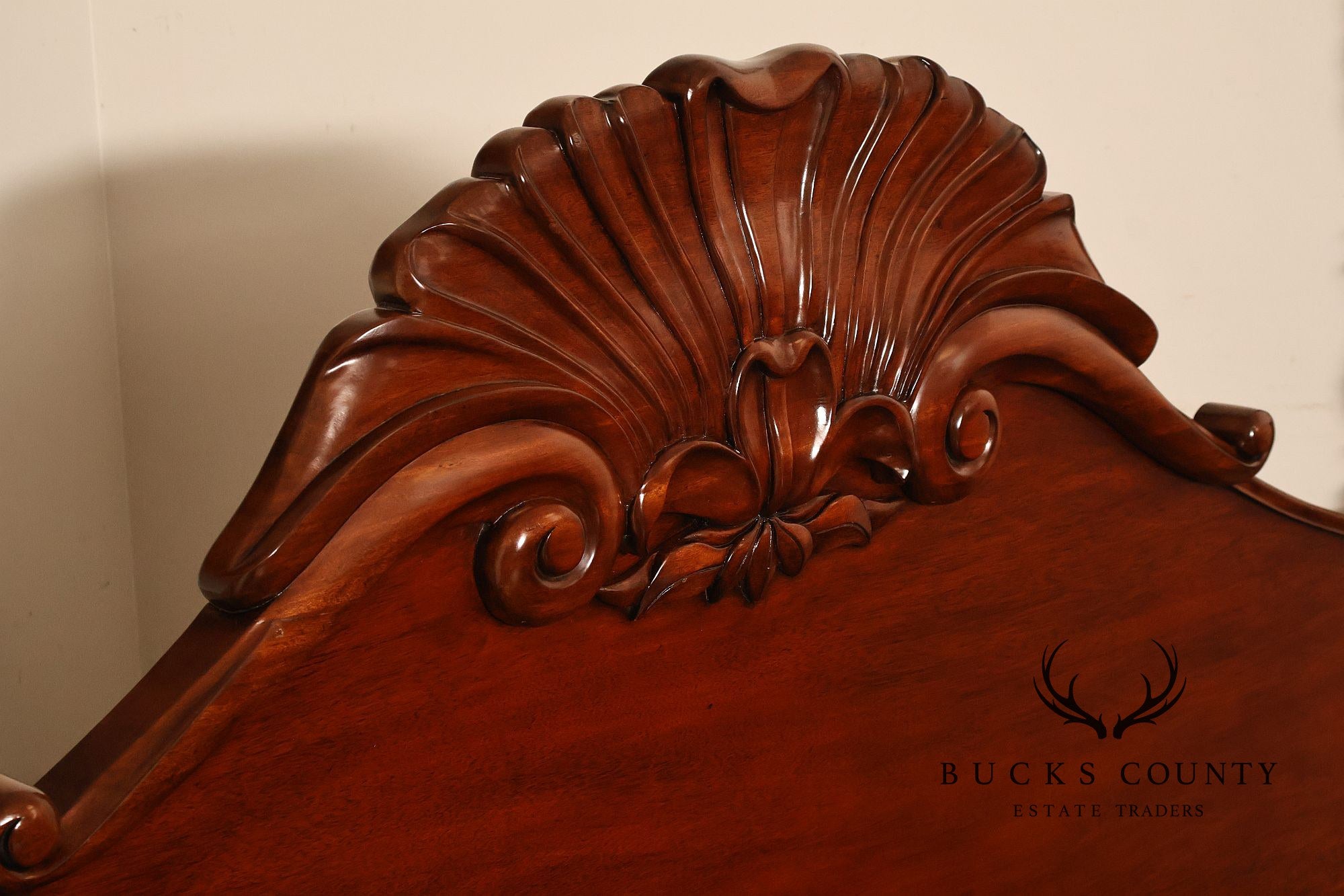 Colonial Revival Carved Mahogany King Size Four Poster Bed