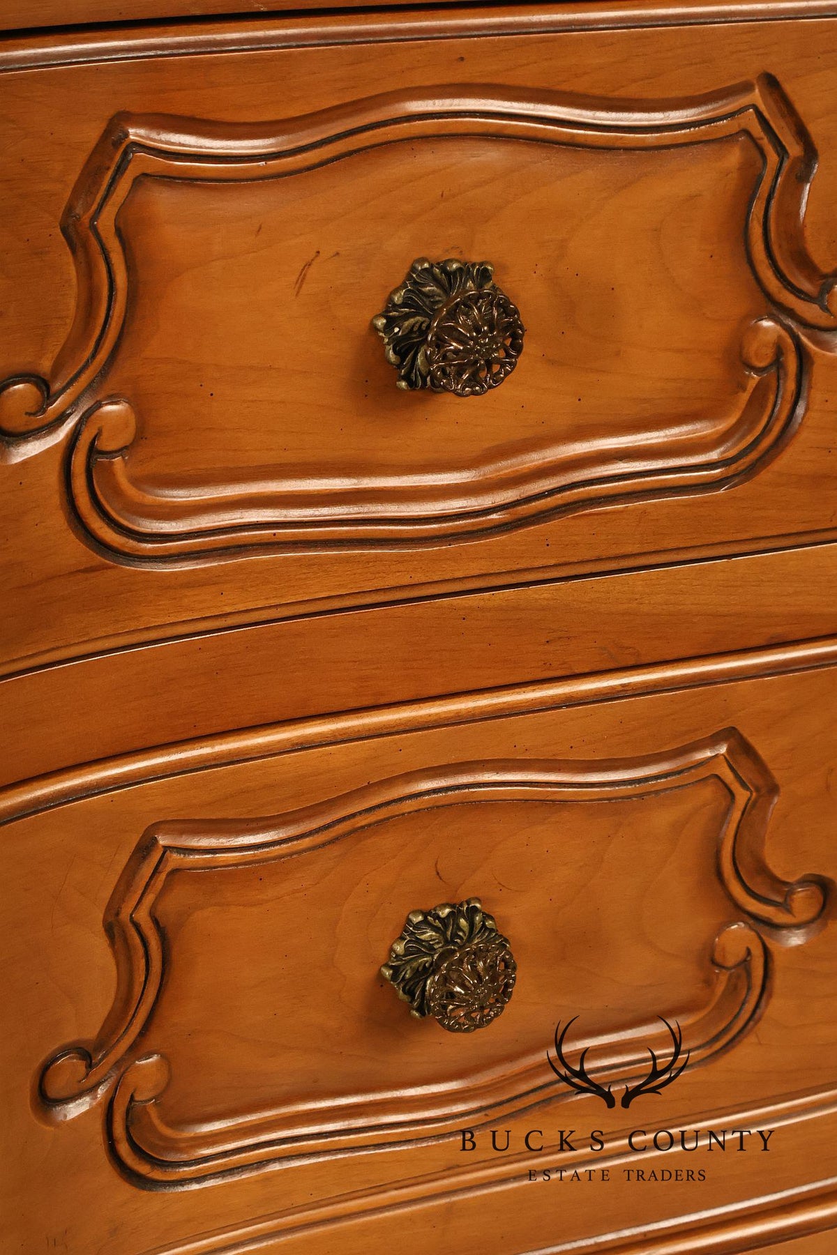 French Provincial Style Marble Top Tall Chest Of Drawers