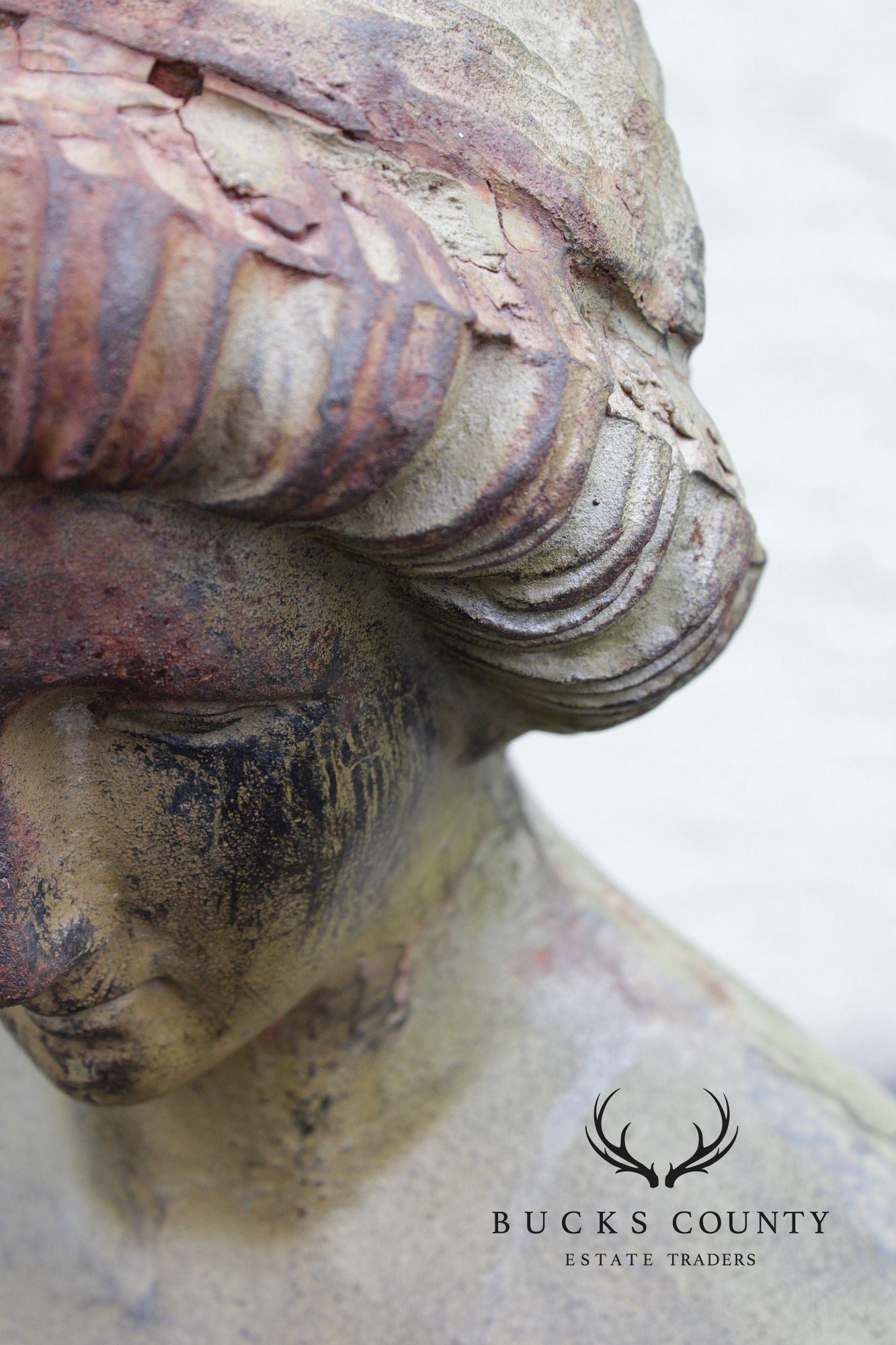 Vintage Cast Iron Garden Statue of a Lady