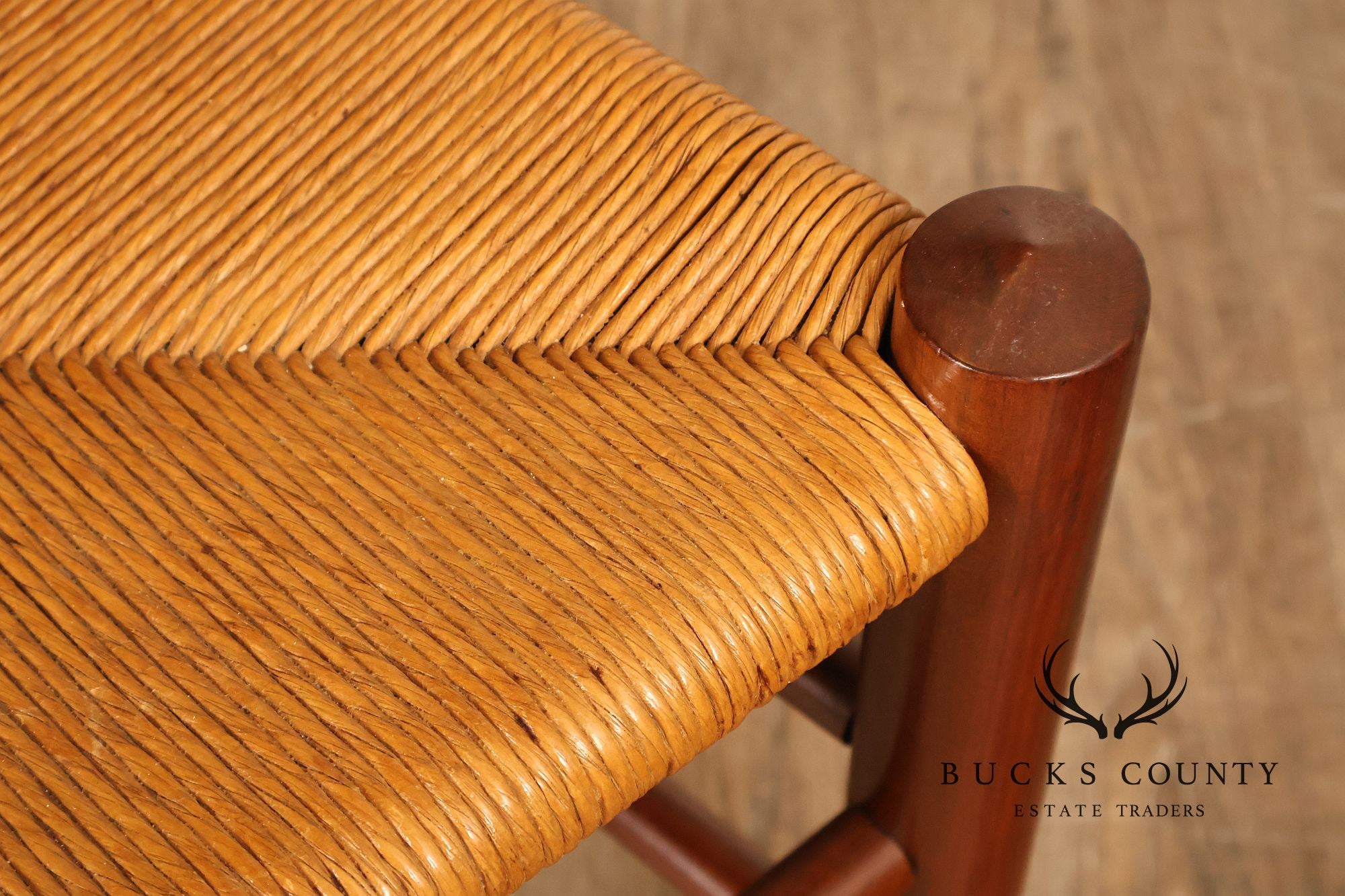 E.A. Clore Custom Walnut Set Of Eight Ladder Back Dining Chairs