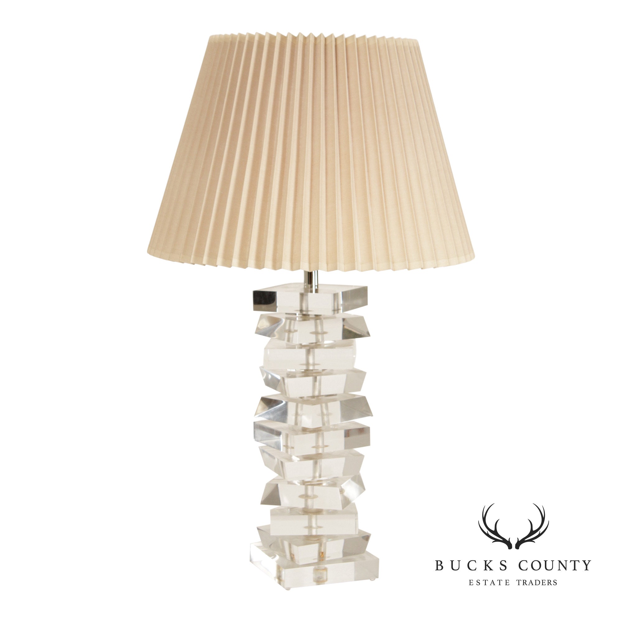 George Bullio 1970's Modern Stacked Lucite Table Lamp