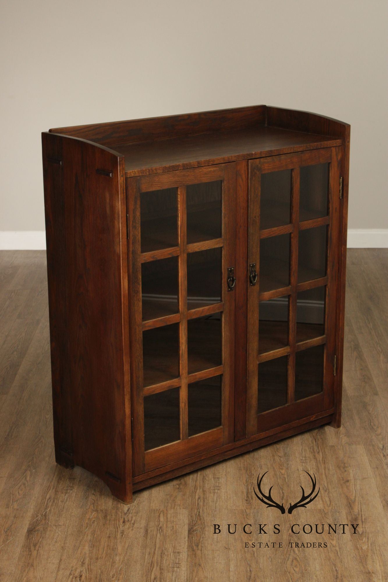 Antique Mission Oak Two Door Bookcase