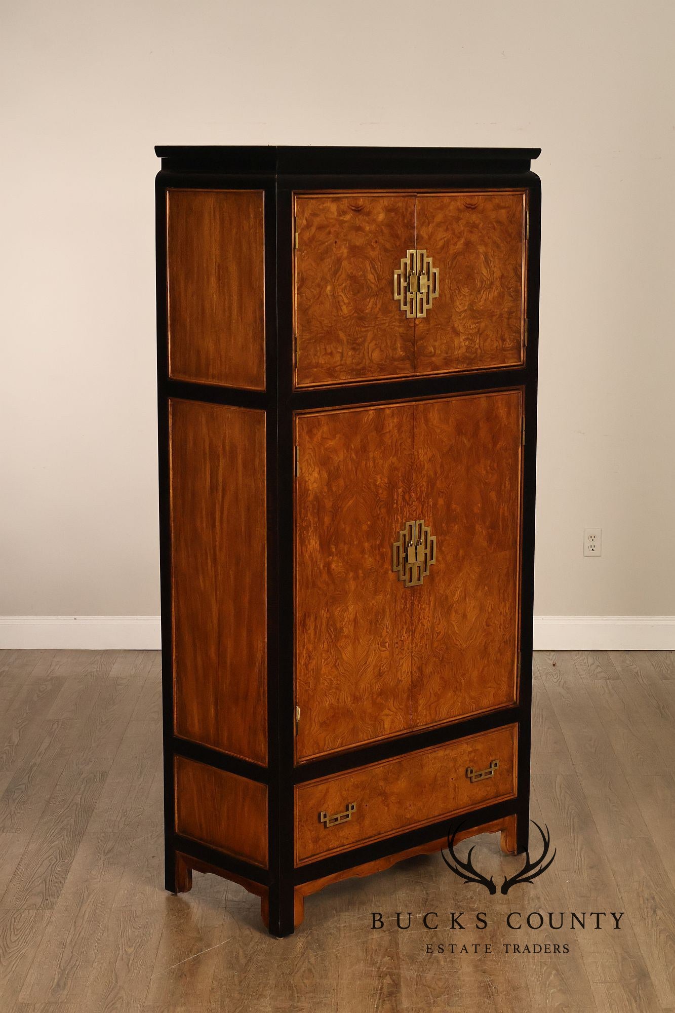 Century Chin Hua Furniture Asian Style Burl Wood Cabinet Armoire