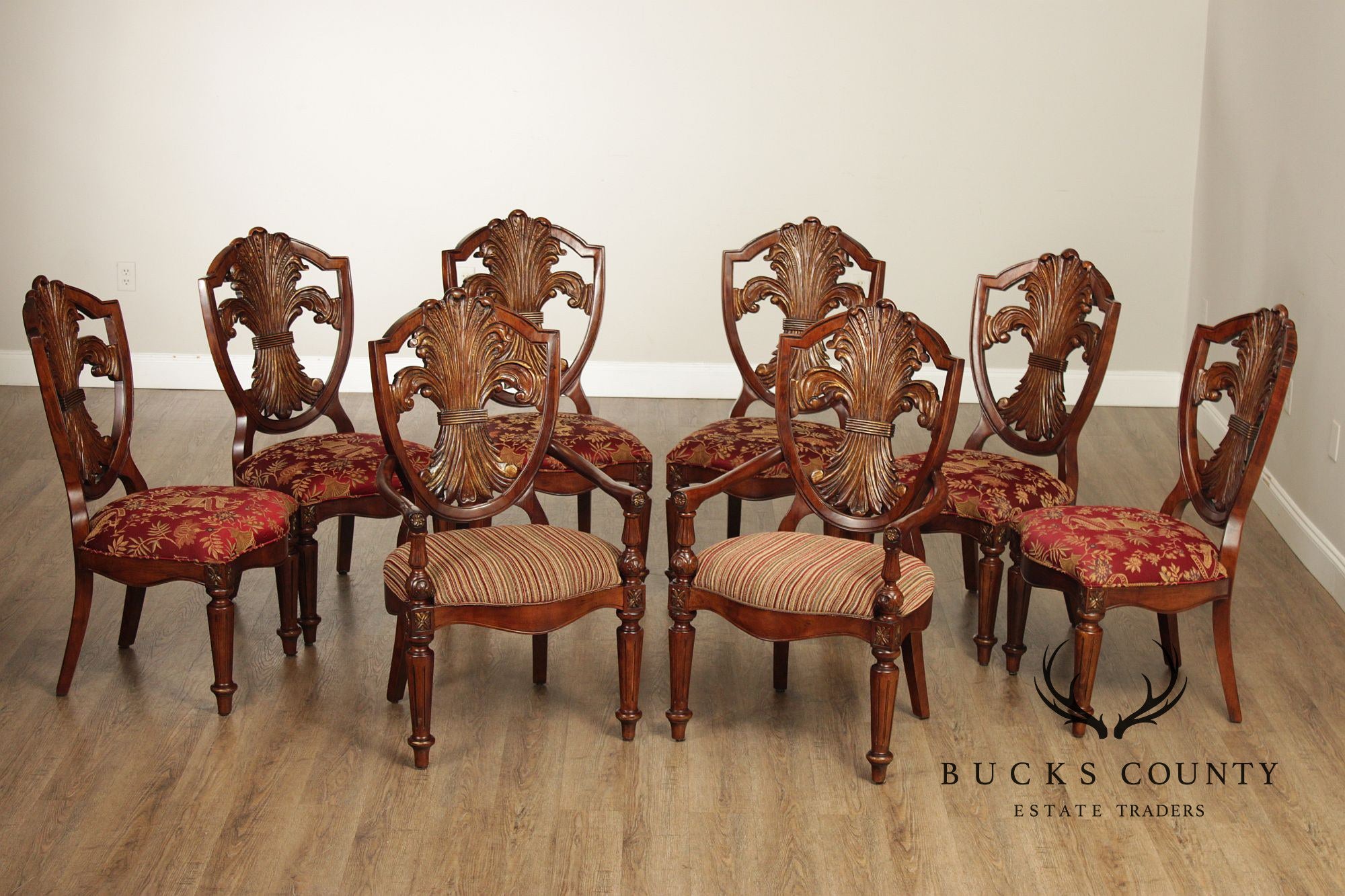Century Furniture Set of Eight Wheat Sheaf Dining Chairs