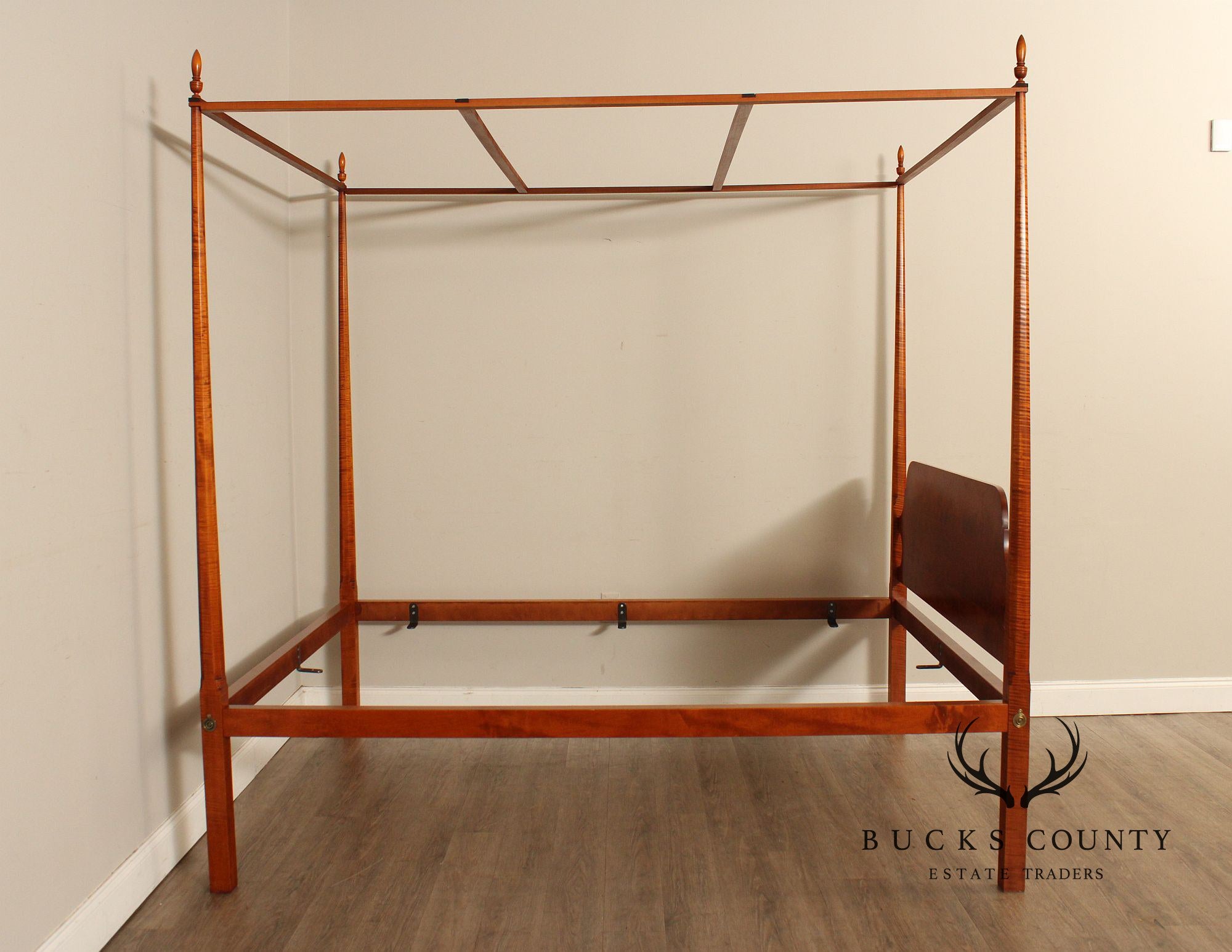 Eldred Wheeler Tiger Maple Queen Size Canopy Poster Bed