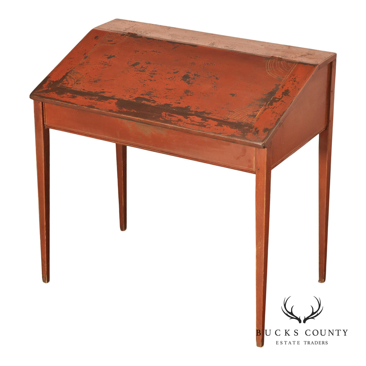 Antique Rustic Schoolmaster’s Flip Front Distressed Painted Desk