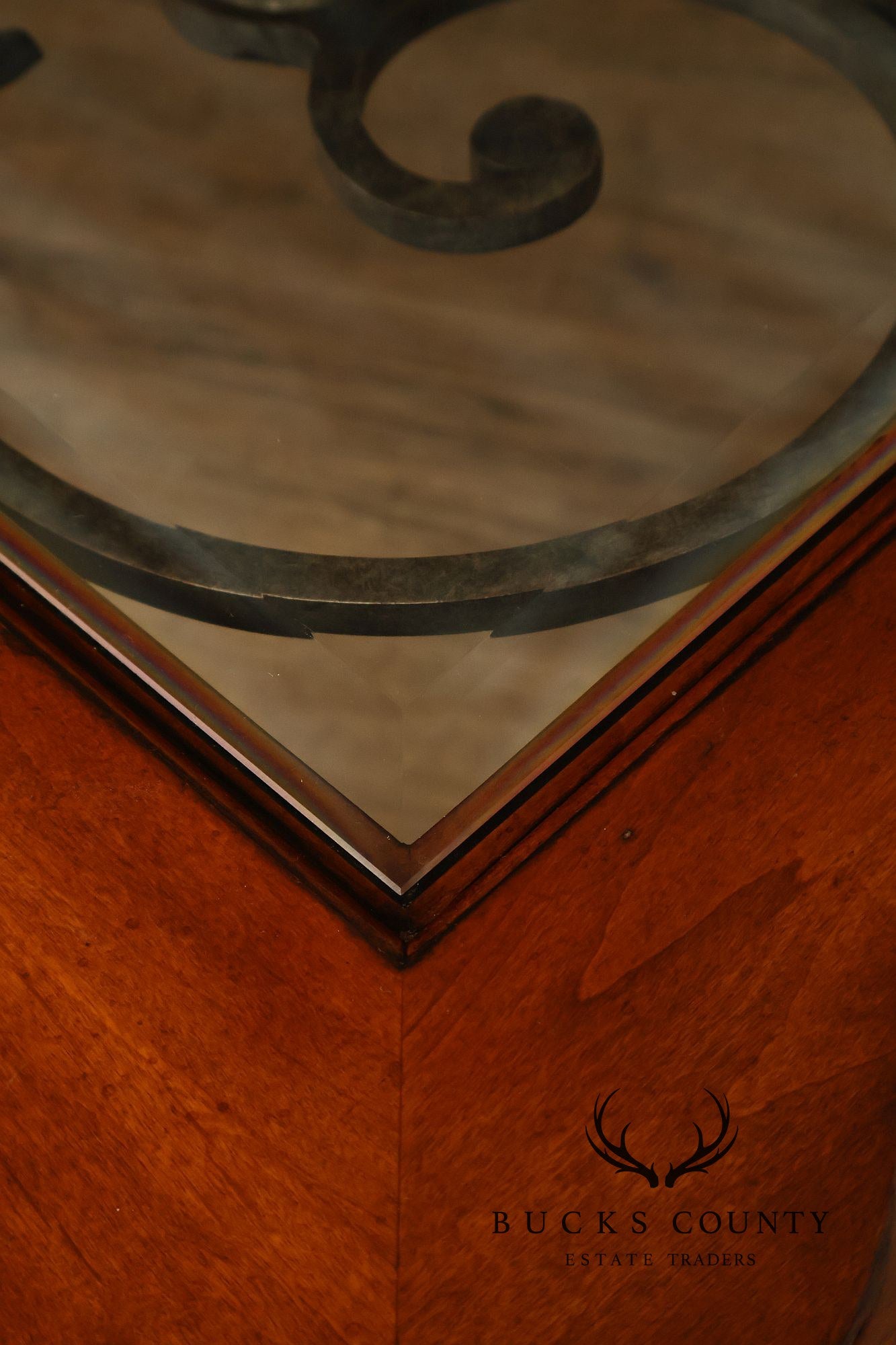 Ethan Allen Tuscany Glass Top Coffee Table With Iron Scroll Base