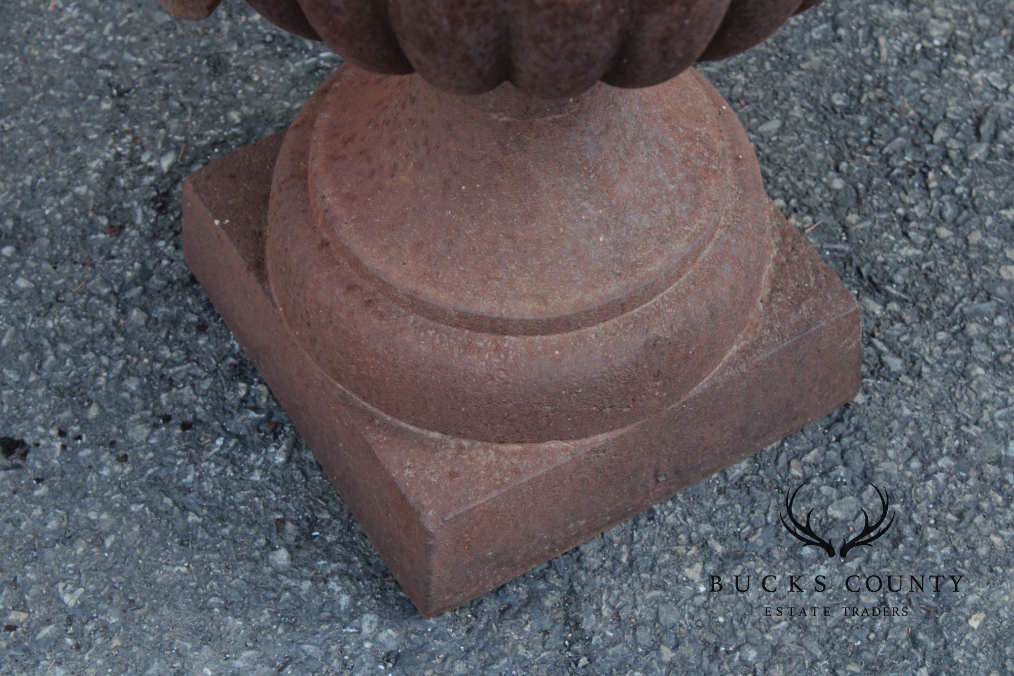 VINTAGE PAIR OF CAST IRON GARDEN URNS