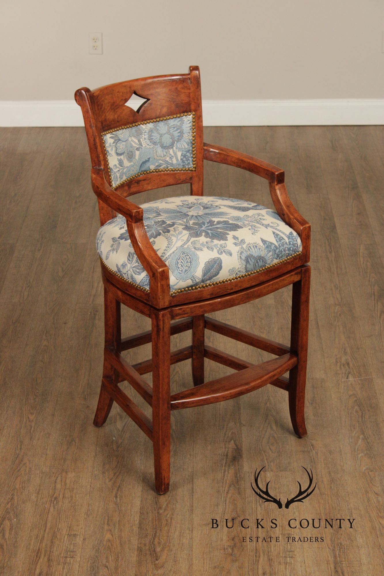 Bausman & Co. Rustic Style Pair of Swivel Barstools