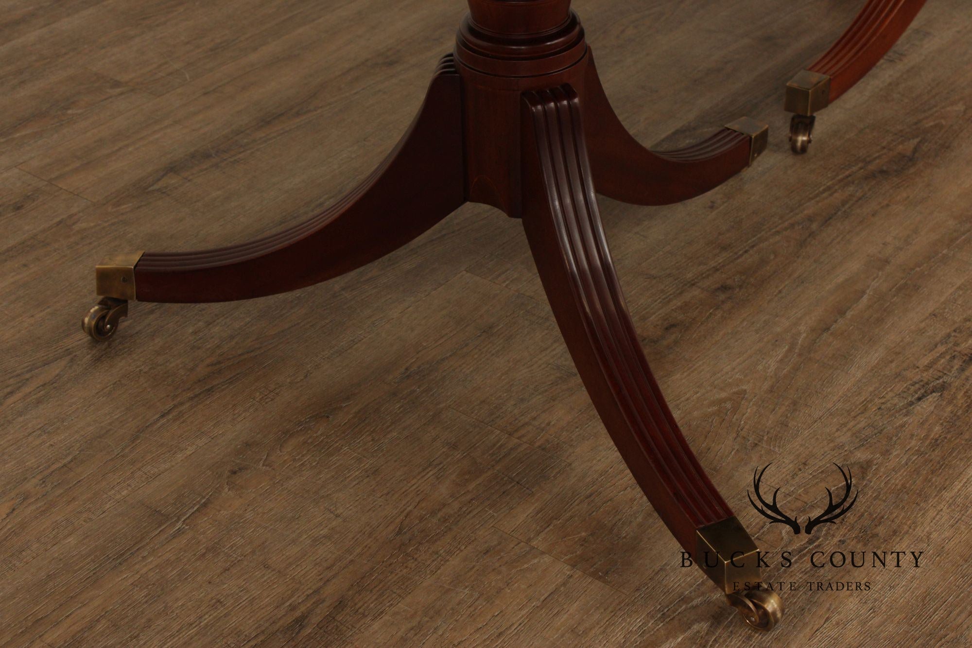 Baker Regency Style Mahogany Double Pedestal Dining Table